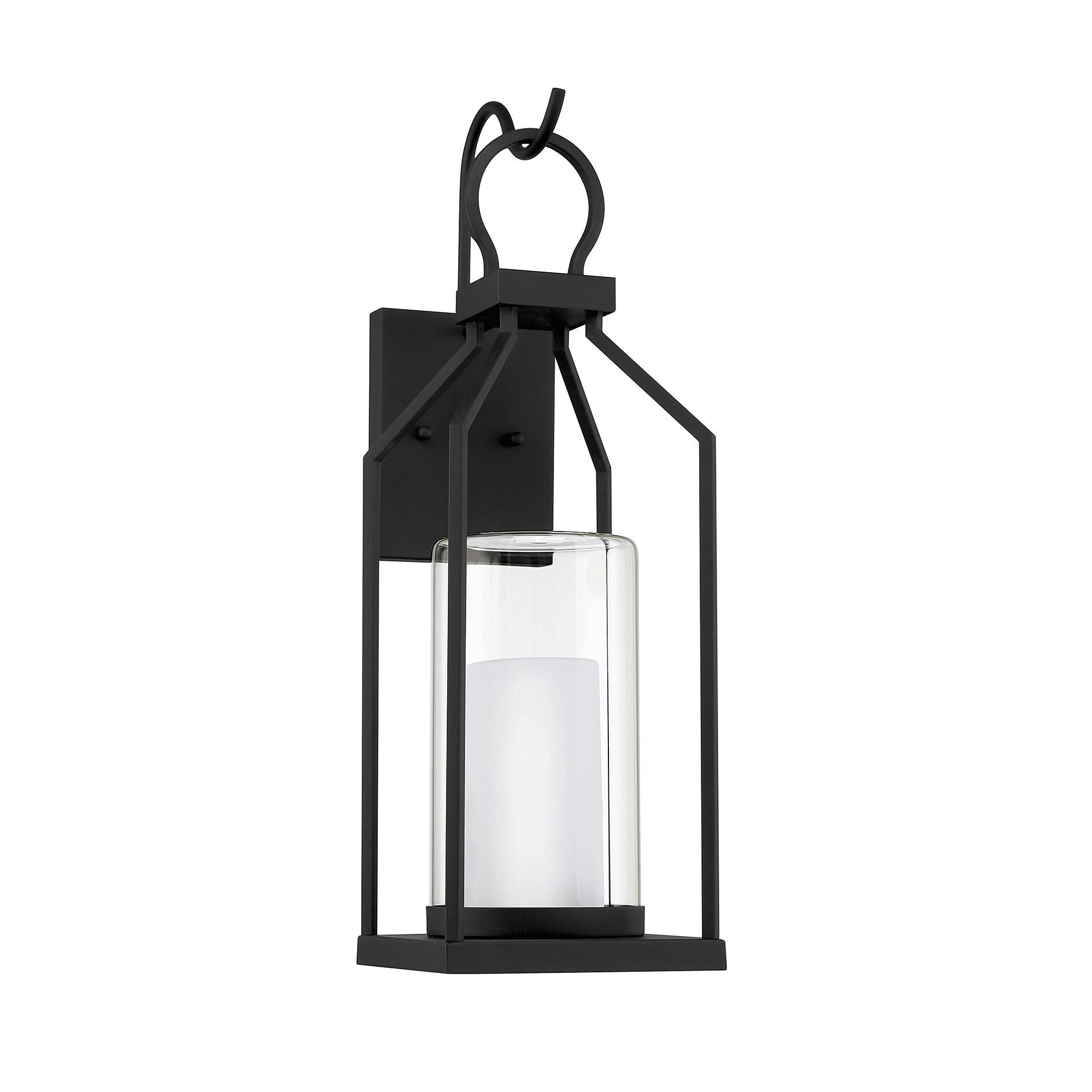 Shown in Matte Black finish and Clear Outer , White Opal Chimney glass and Glass shade