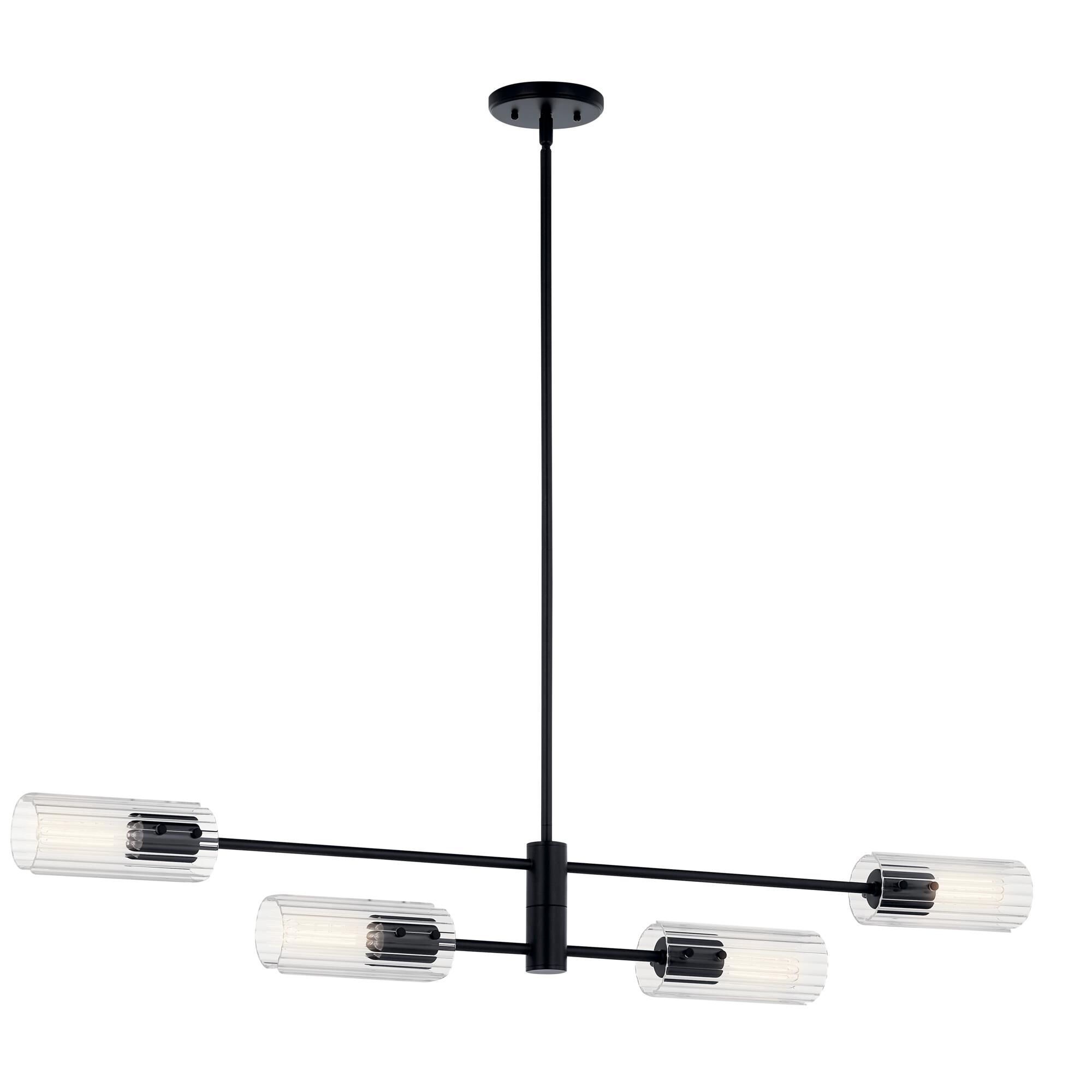 Shown in Black finish and Clear Fluted glass