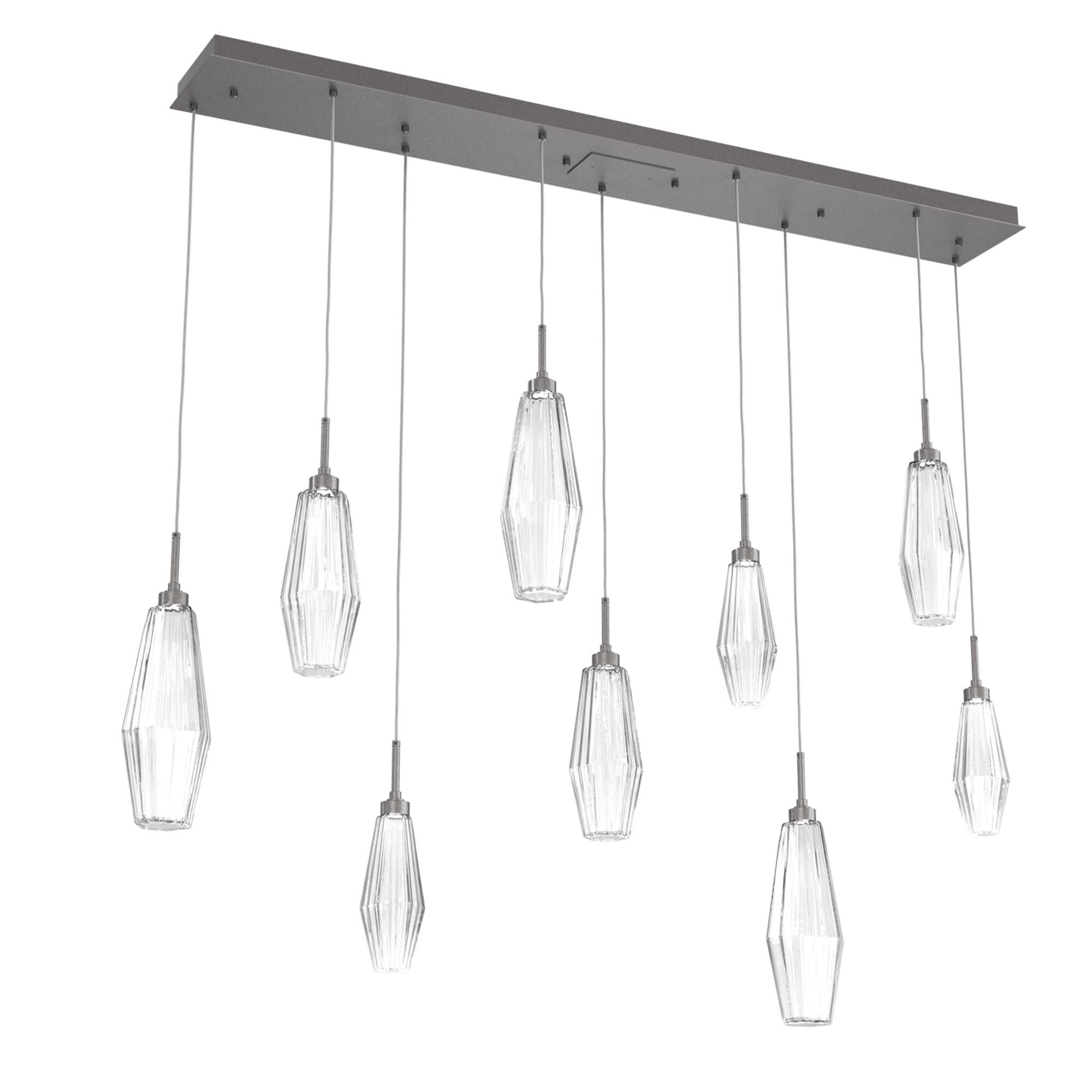 Shown in Graphite finish and Optic Rib Blown And Clear glass
