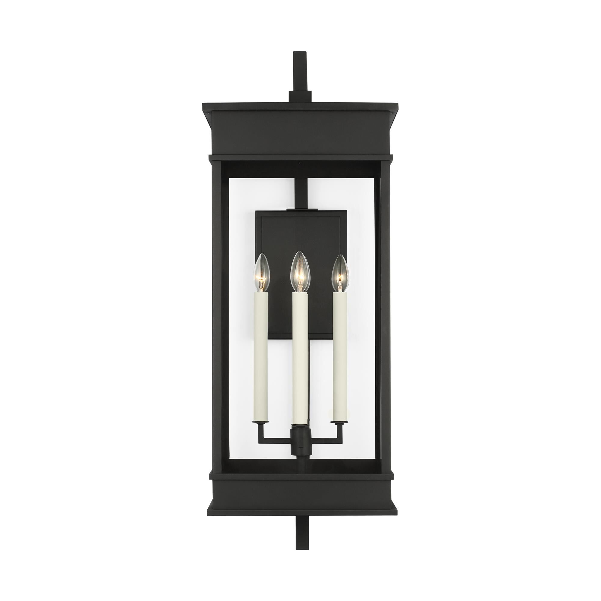 Shown in Textured Black finish and Clear Glass Panels shade