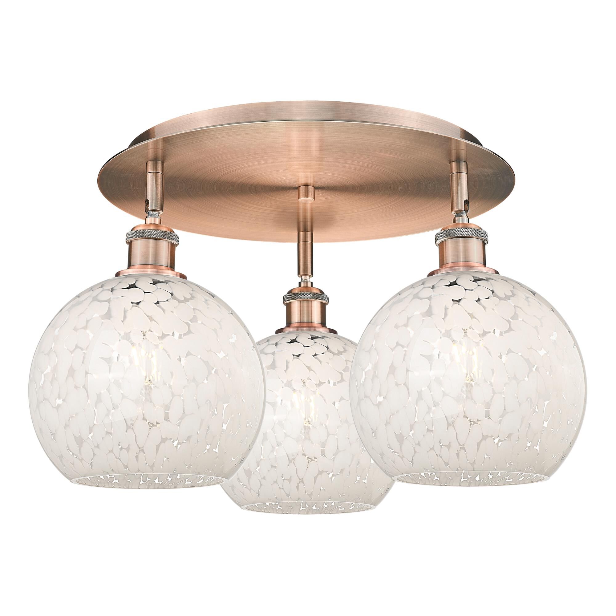 Shown in Antique Copper finish and White Mouchette glass