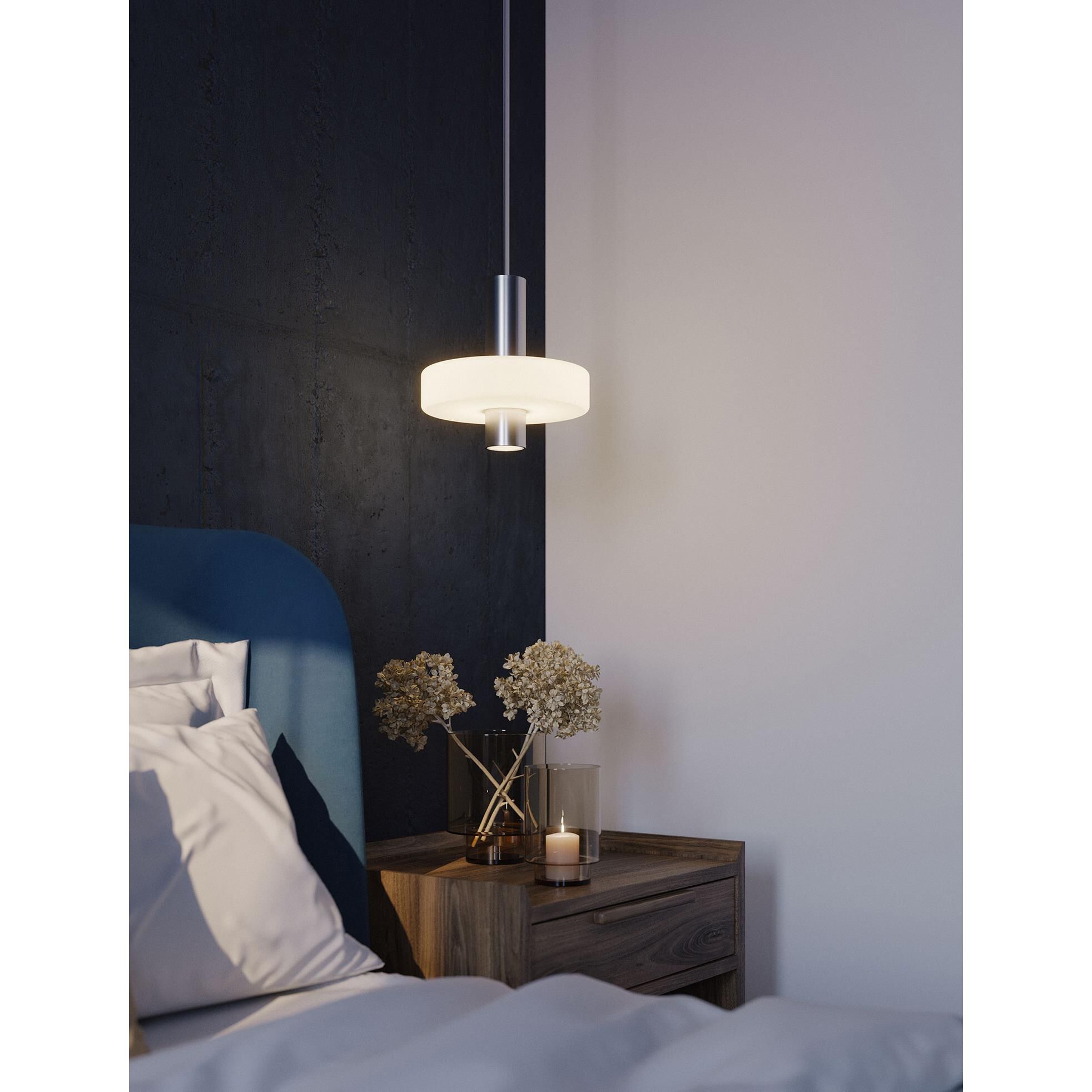 Shown in Satin Nickel finish and White Diffuser glass