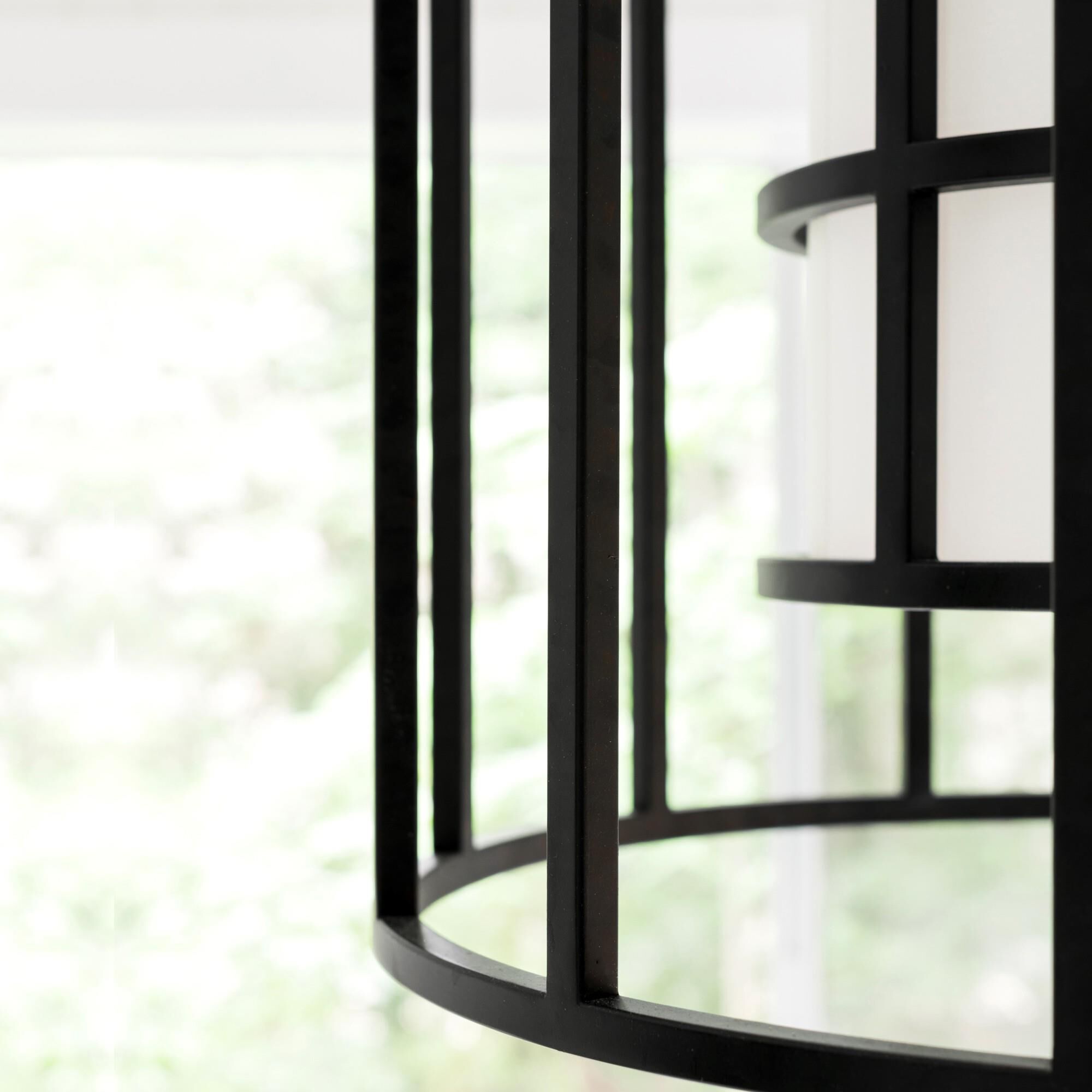 Shown in Matte Black finish and Silk glass and White shade