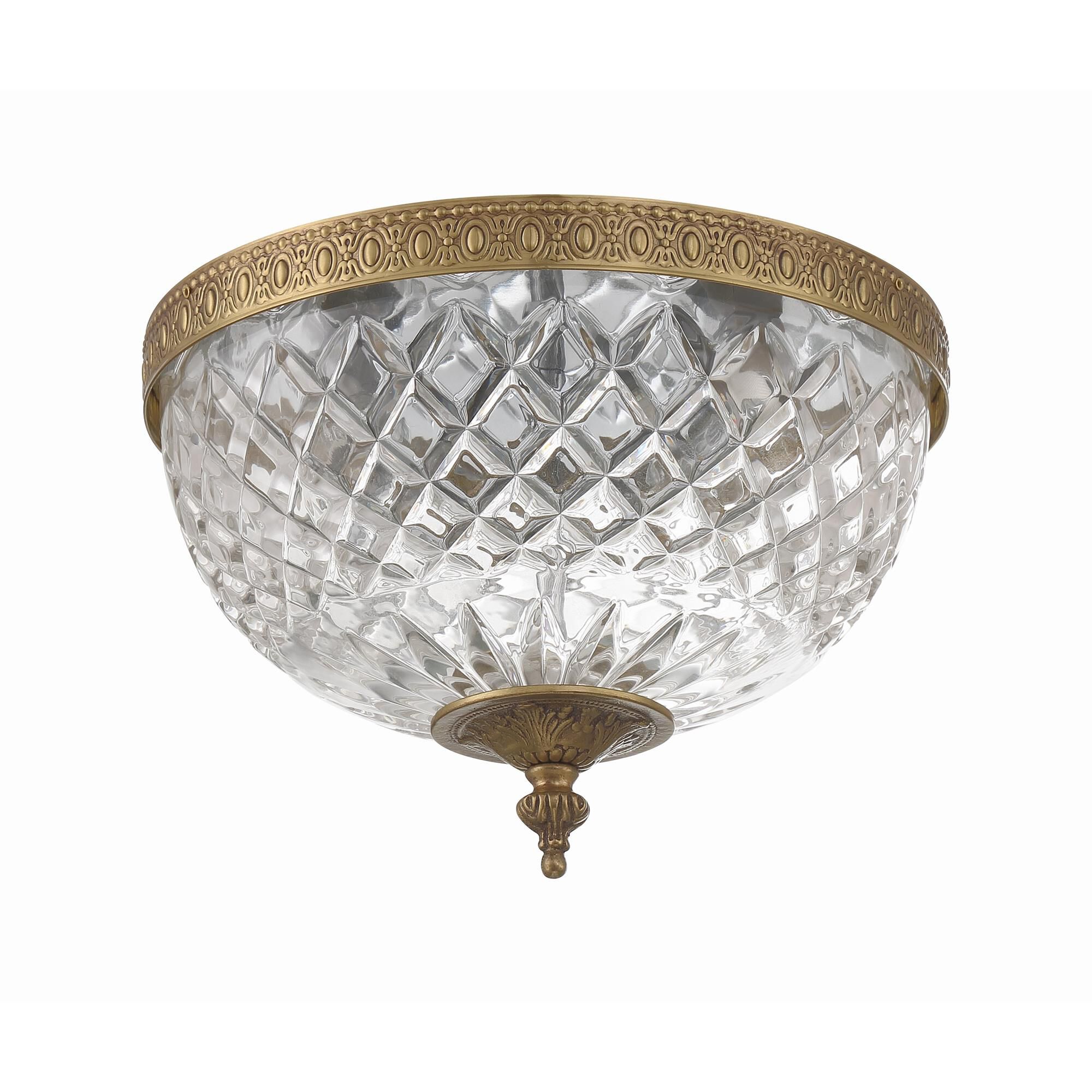 Shown in Olde Brass finish and Lead Crystal glass and Lead Crystal shade