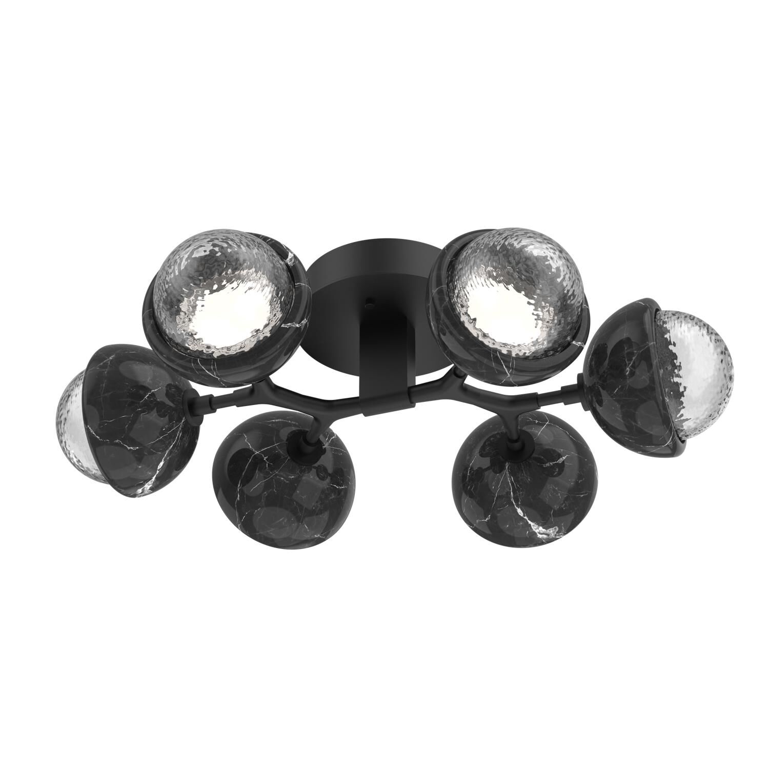 Shown in Matte Black finish and Clear glass and Black Marble accent