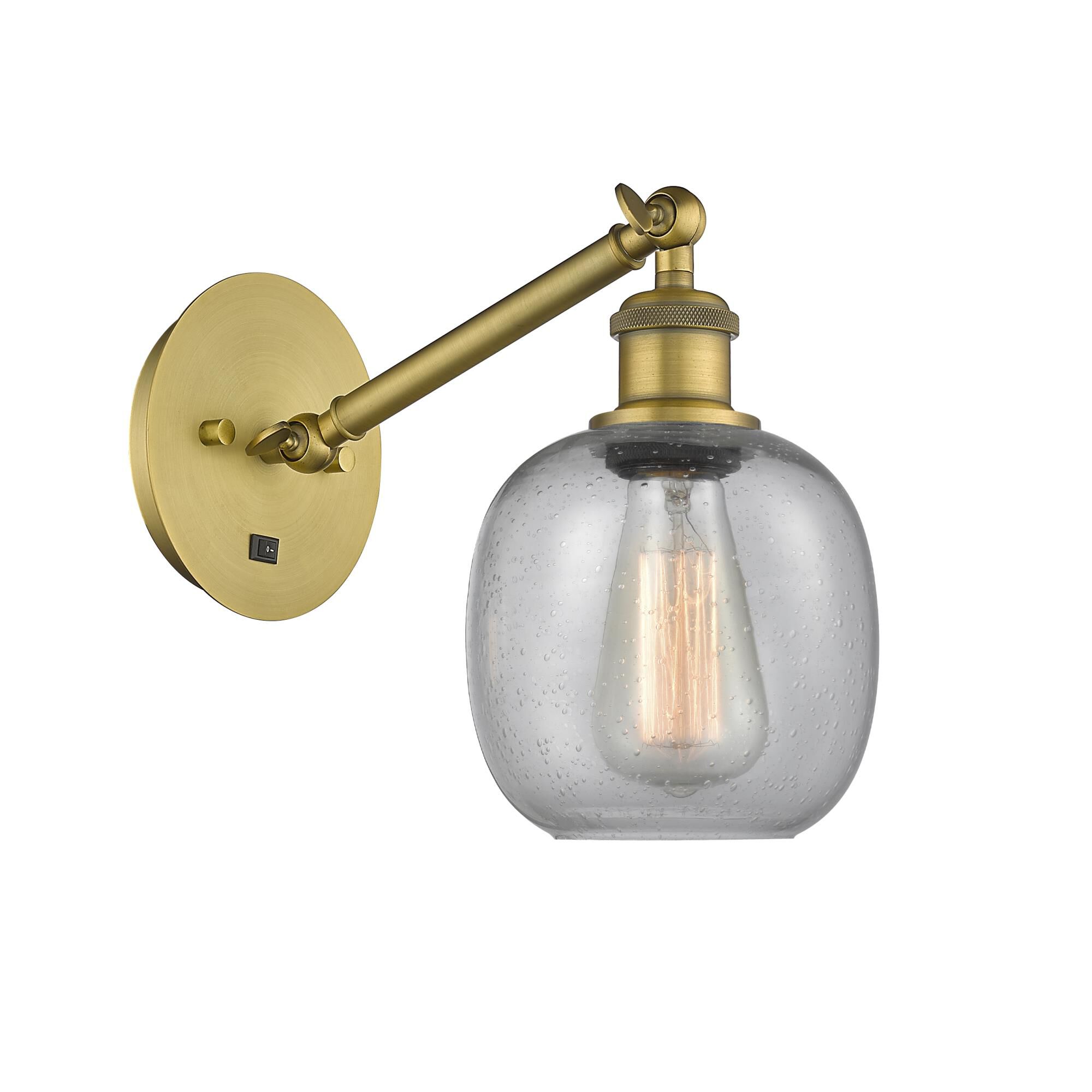 Shown in Brushed Brass finish and Seedy Belfast glass