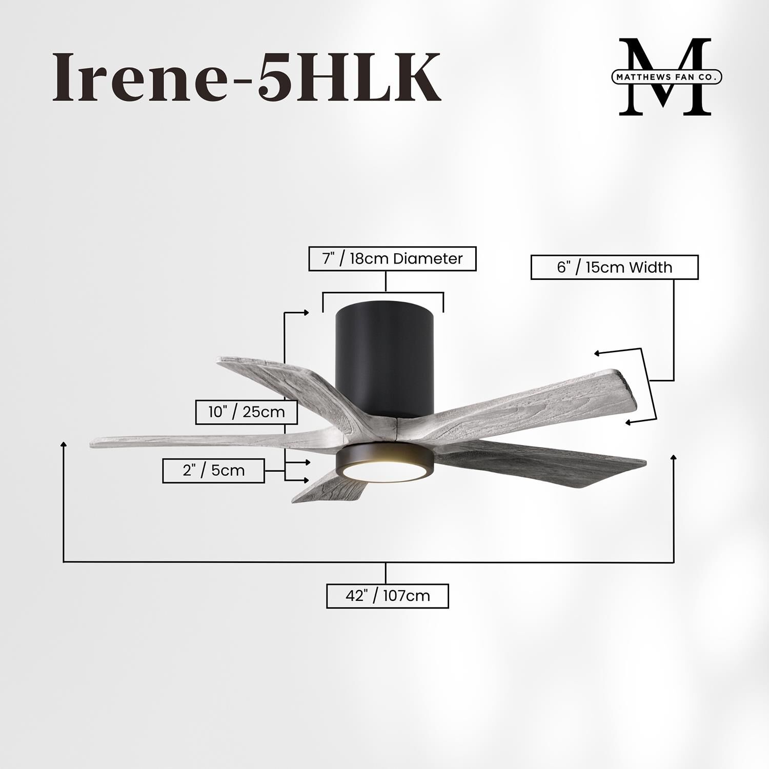 Irene 42 Inch Flush Mount Fan with Light Kit by Matthews Fan Company