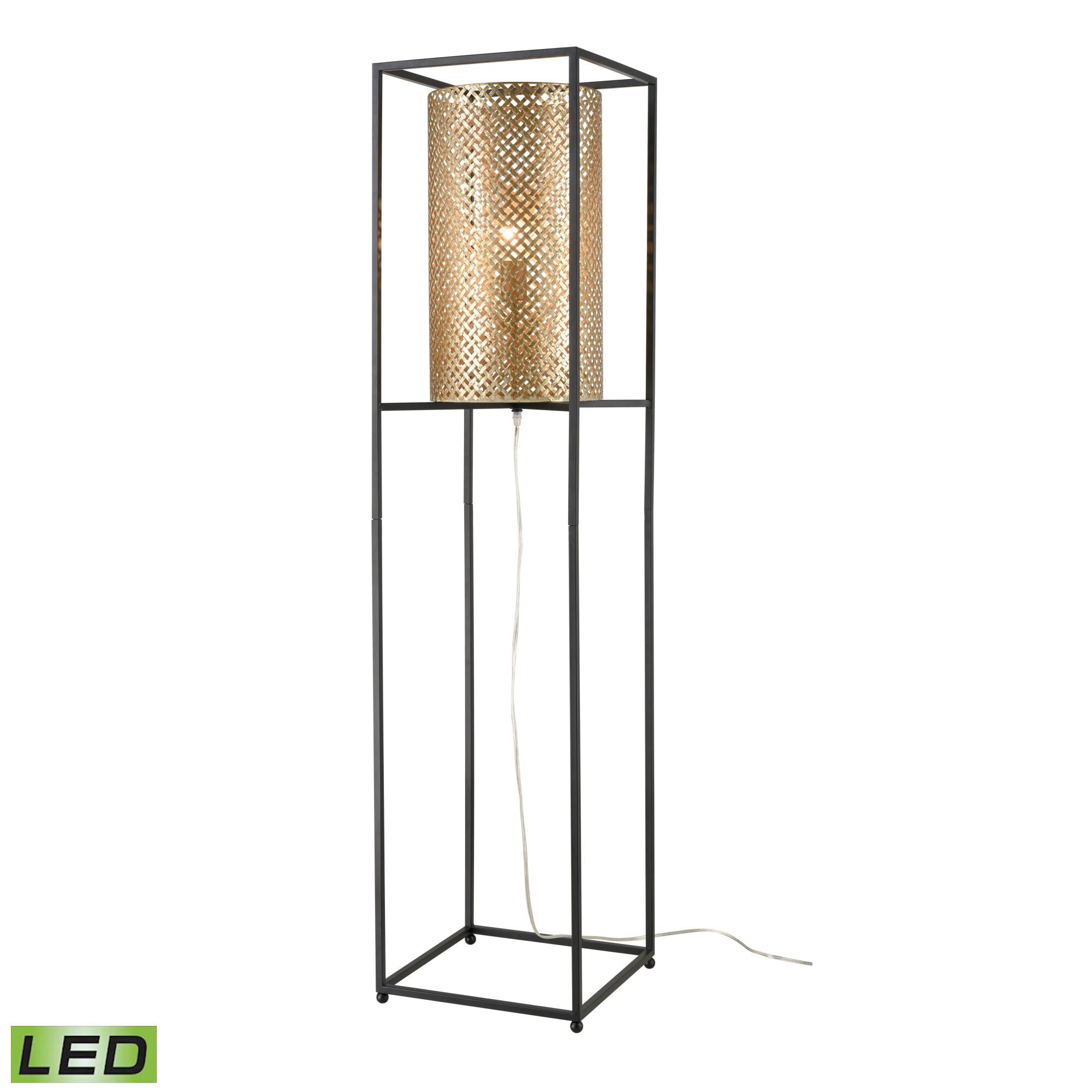 Shown in Antique Gold finish and Metal Cylindrical shade