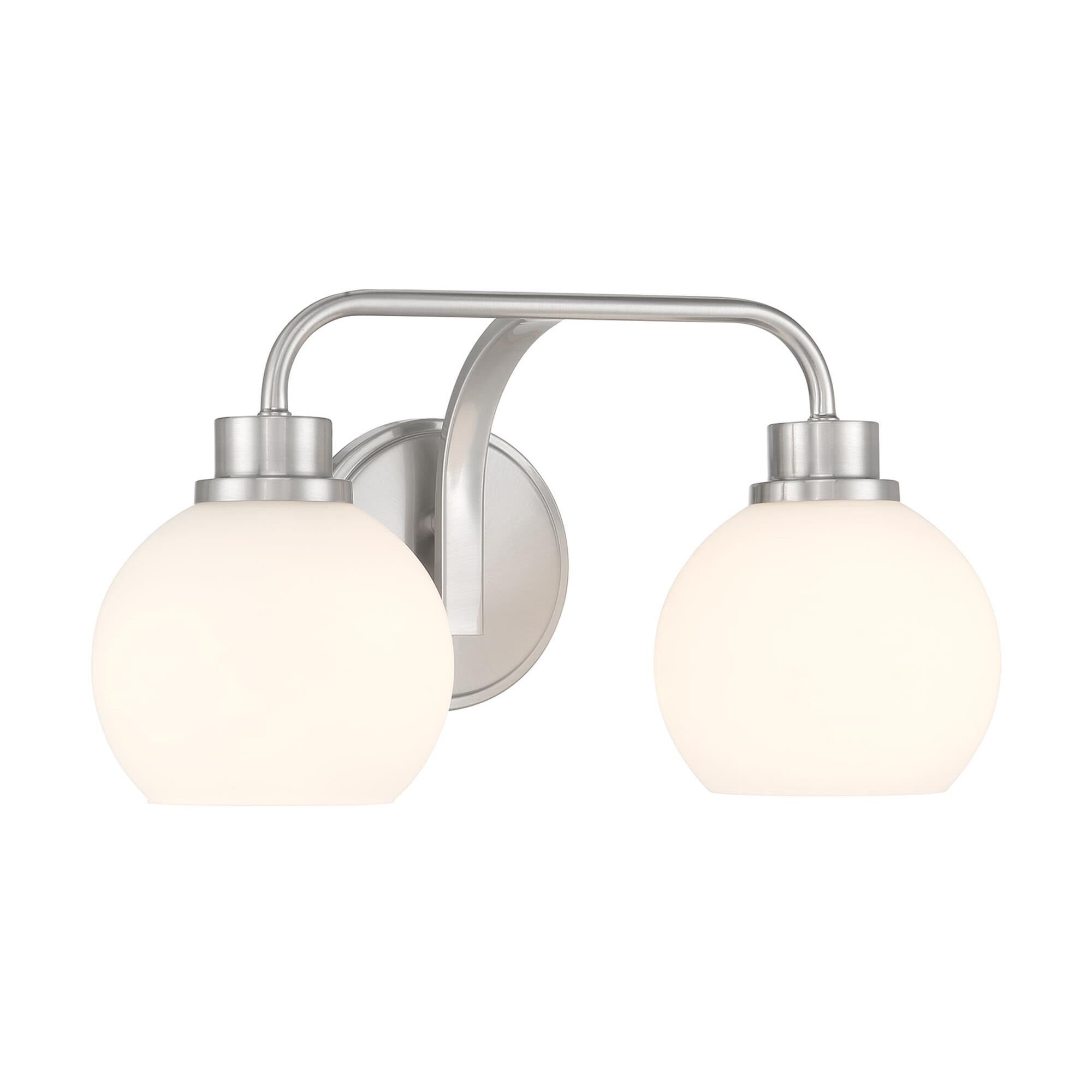 Shown in Brushed Nickel finish and White Opal glass