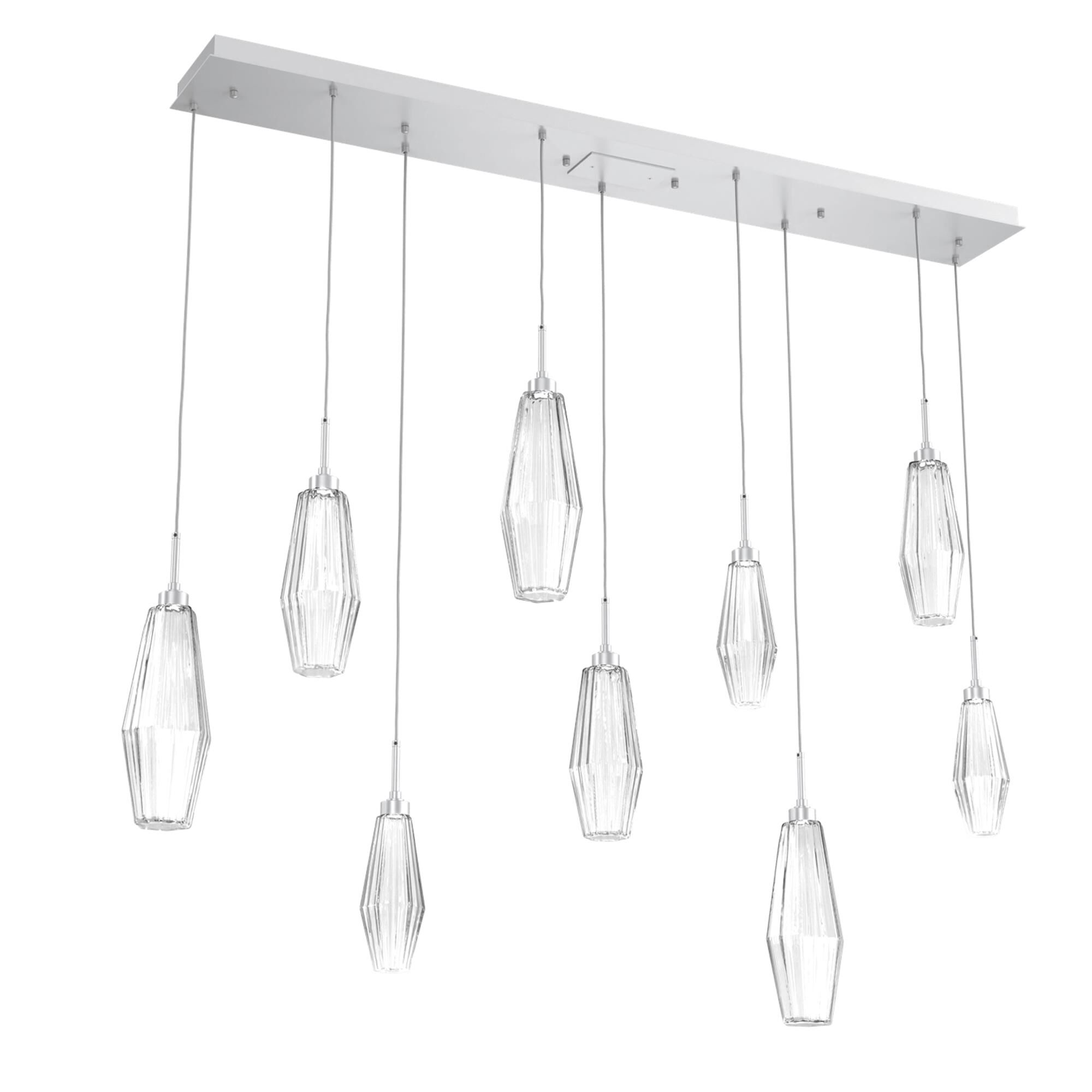 Shown in Classic Silver finish and Optic Rib Blown And Clear glass
