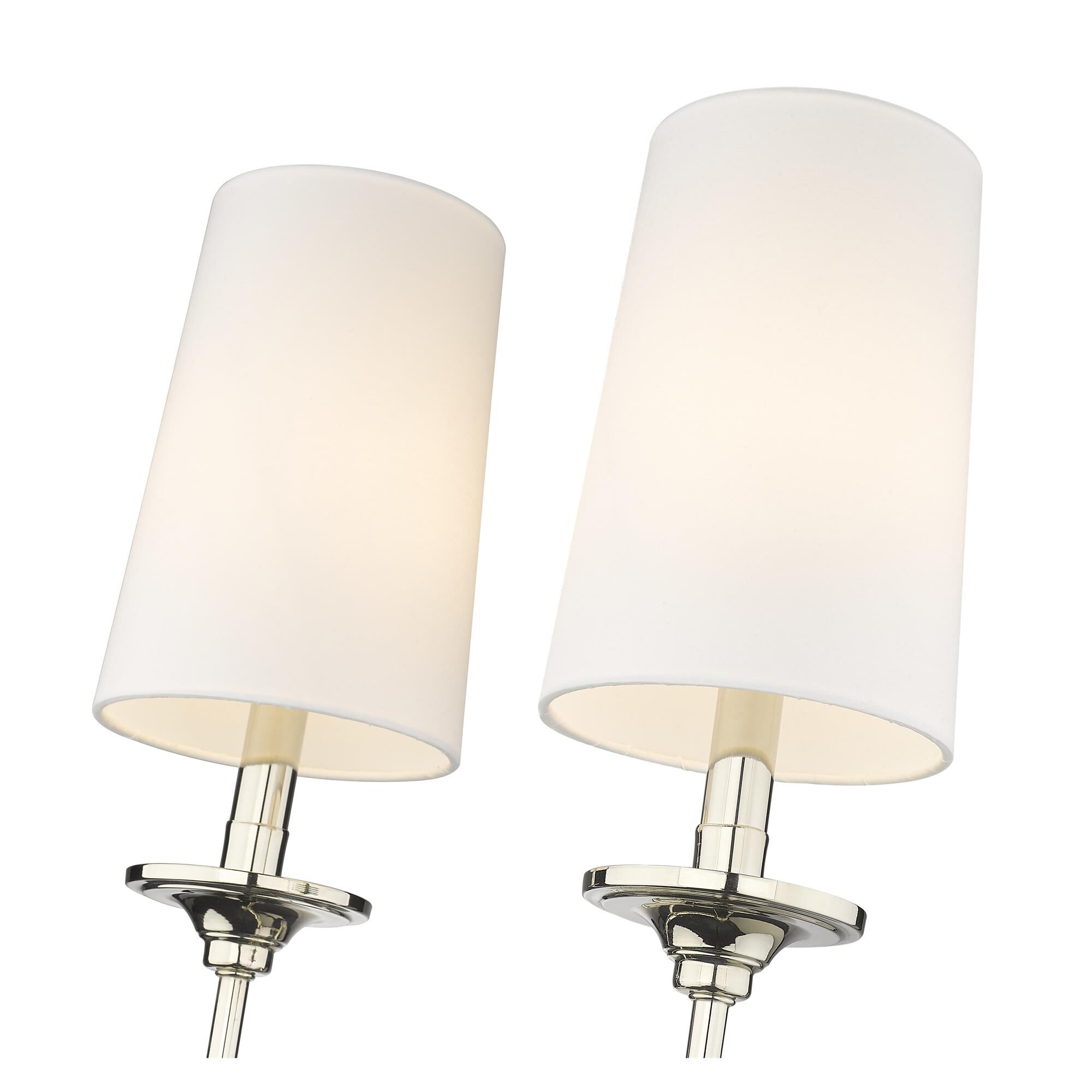 Shown in Polished Nickel finish and Cloth Cover glass and Cloth Cover shade