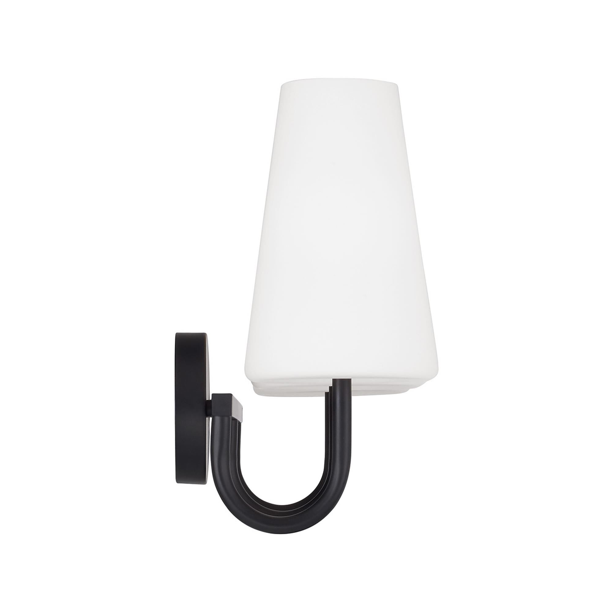 Shown in Matte Black finish and Soft White glass