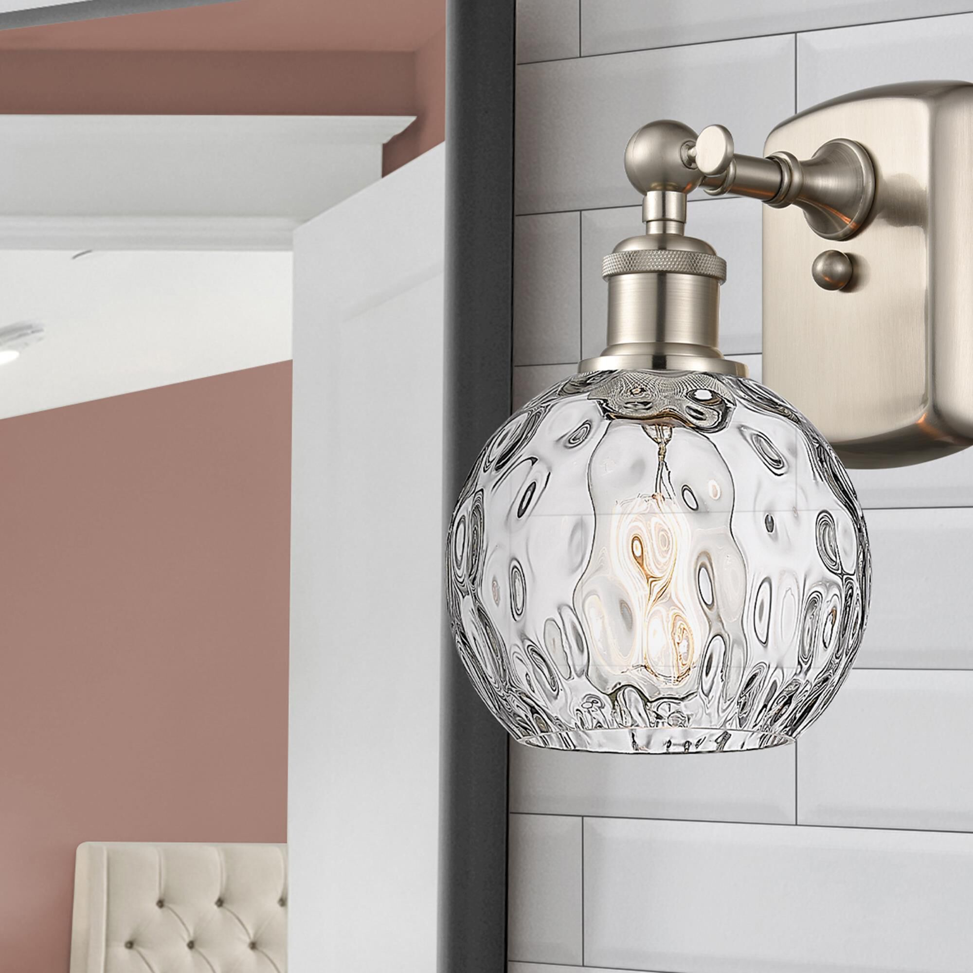 Shown in Brushed Satin Nickel finish and Clear glass