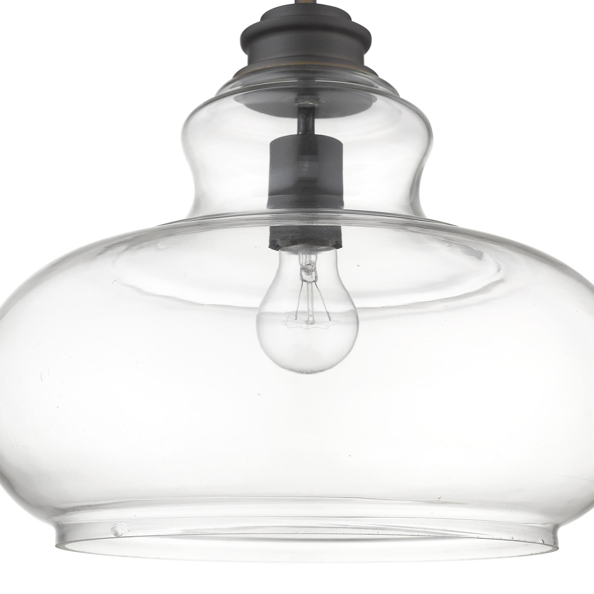 Shown in Oil-Rubbed Bronze finish and Clear glass and Clear, Urn Shaped Glass Globe shade