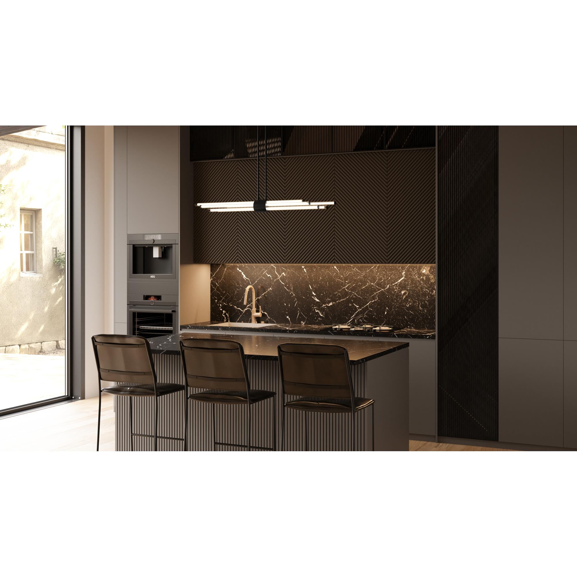 Shown in Matte Black finish and Clear Ribbed Acrylic glass