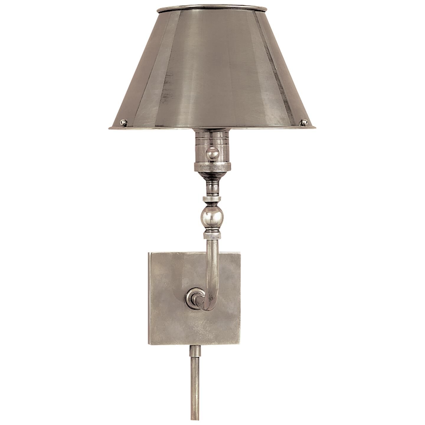 Shown in Antique Nickel finish and Antique Nickel shade