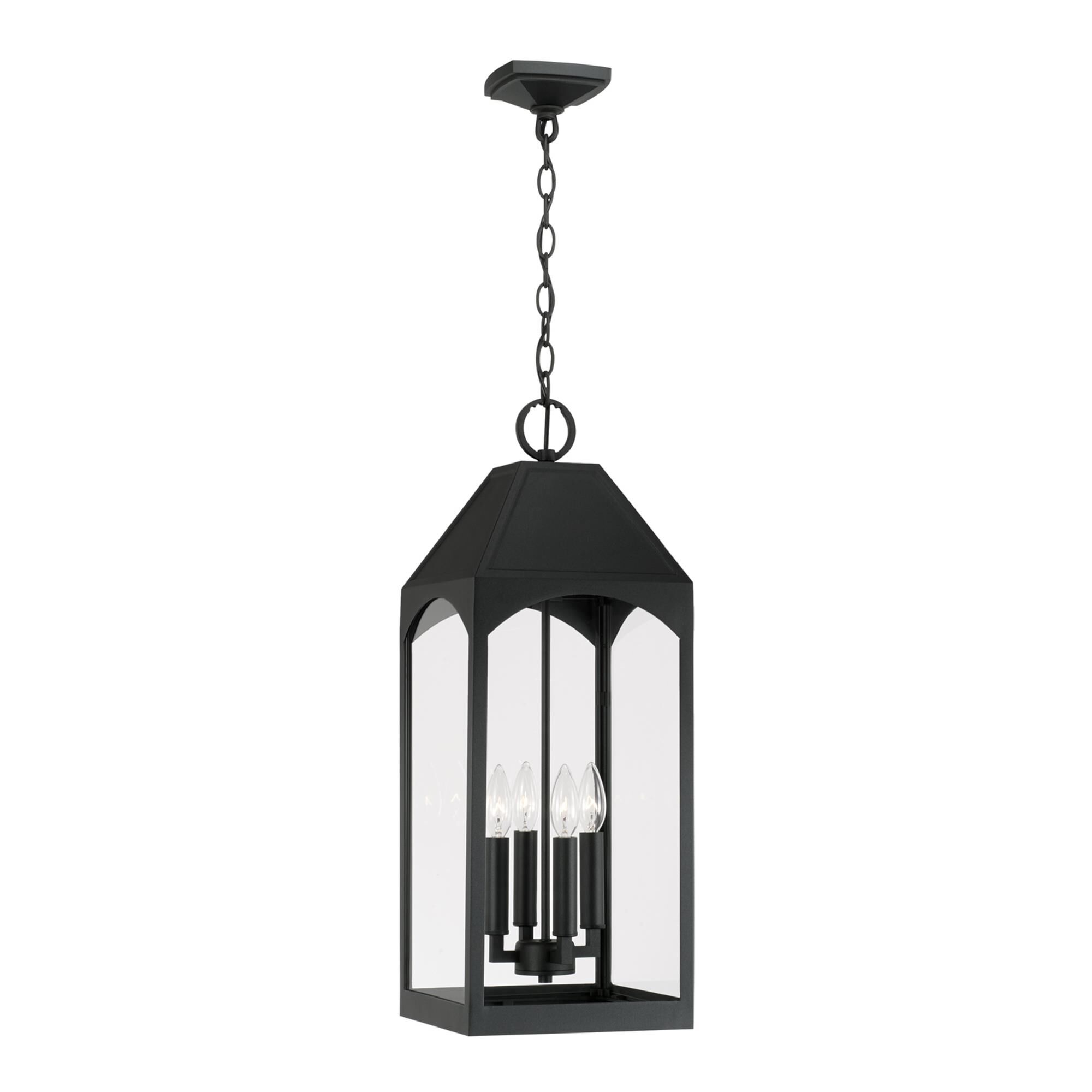 Shown in Black finish and Clear glass