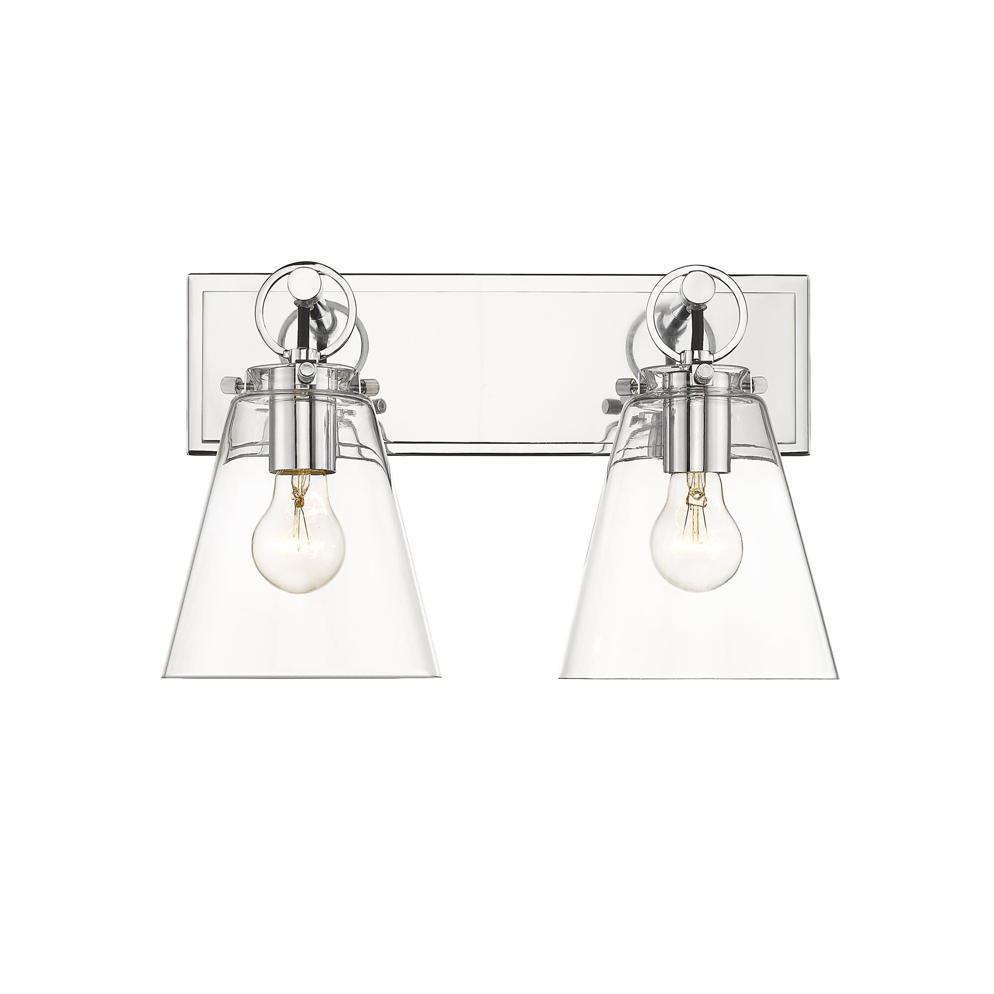 Shown in Chrome finish and Glass shade