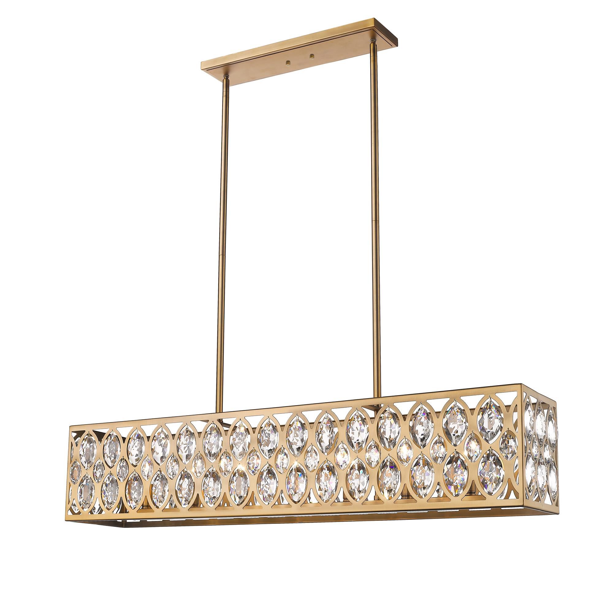 Shown in Heirloom Brass finish and Crystal glass and Crystal shade
