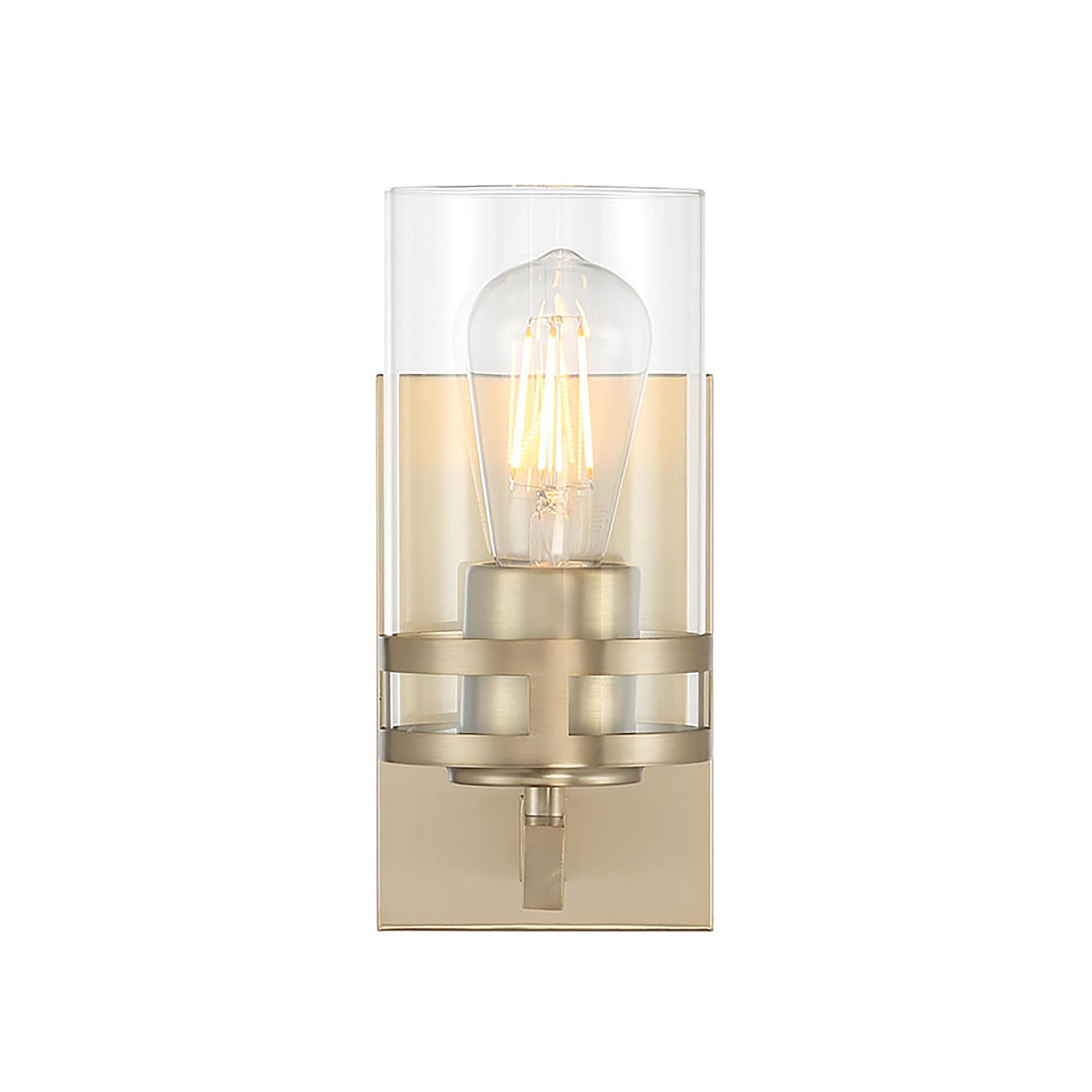 Shown in Modern Gold finish and Clear glass