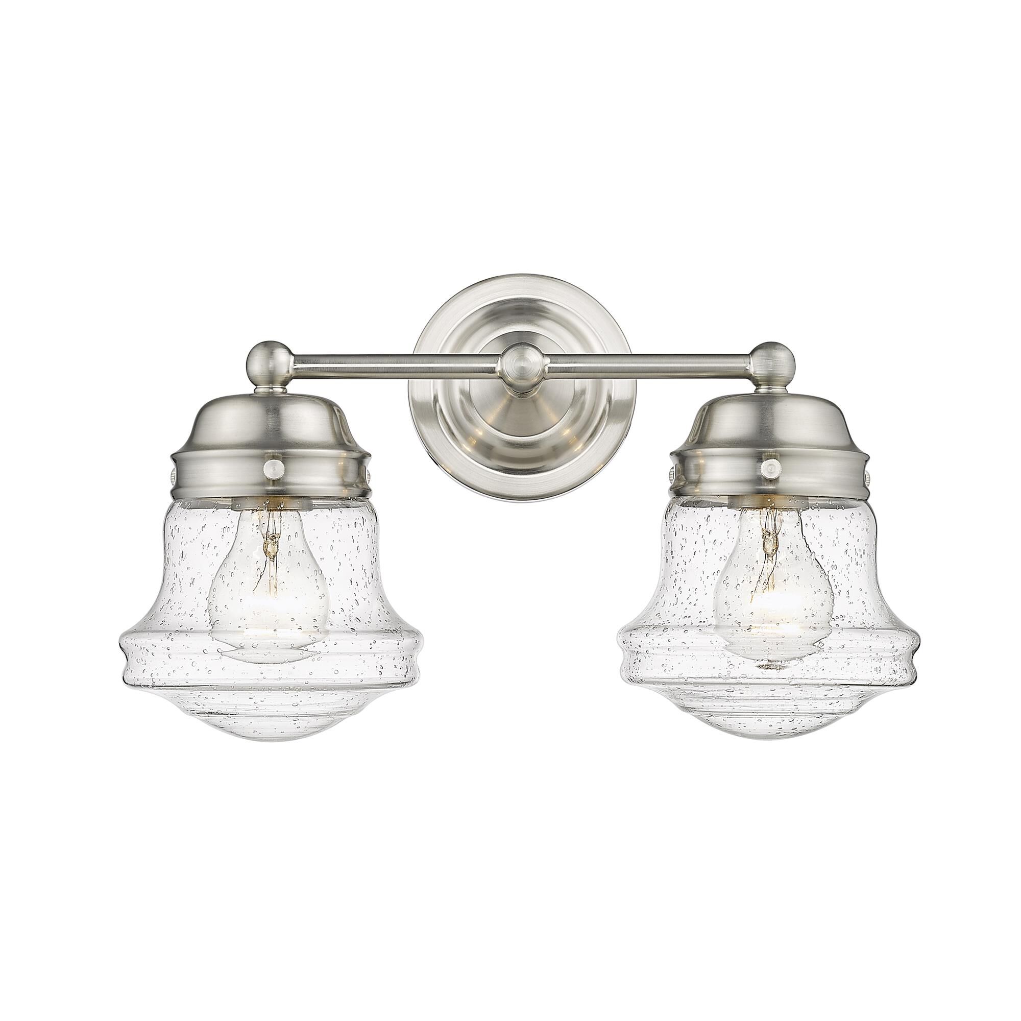 Shown in Brushed Nickel finish and Glass shade