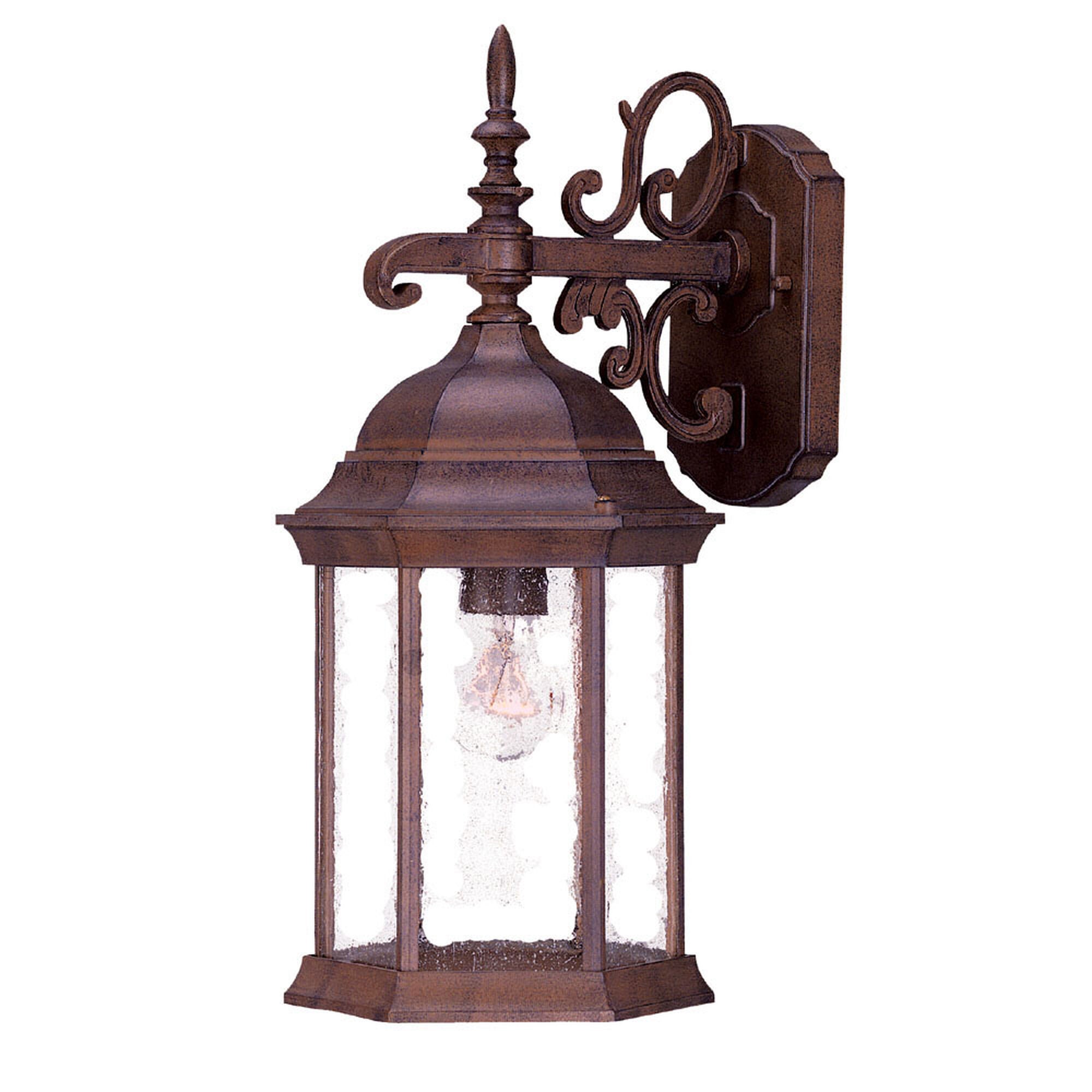 Shown in Burled Walnut finish and Clear glass and Clear Seeded Glass Panes shade