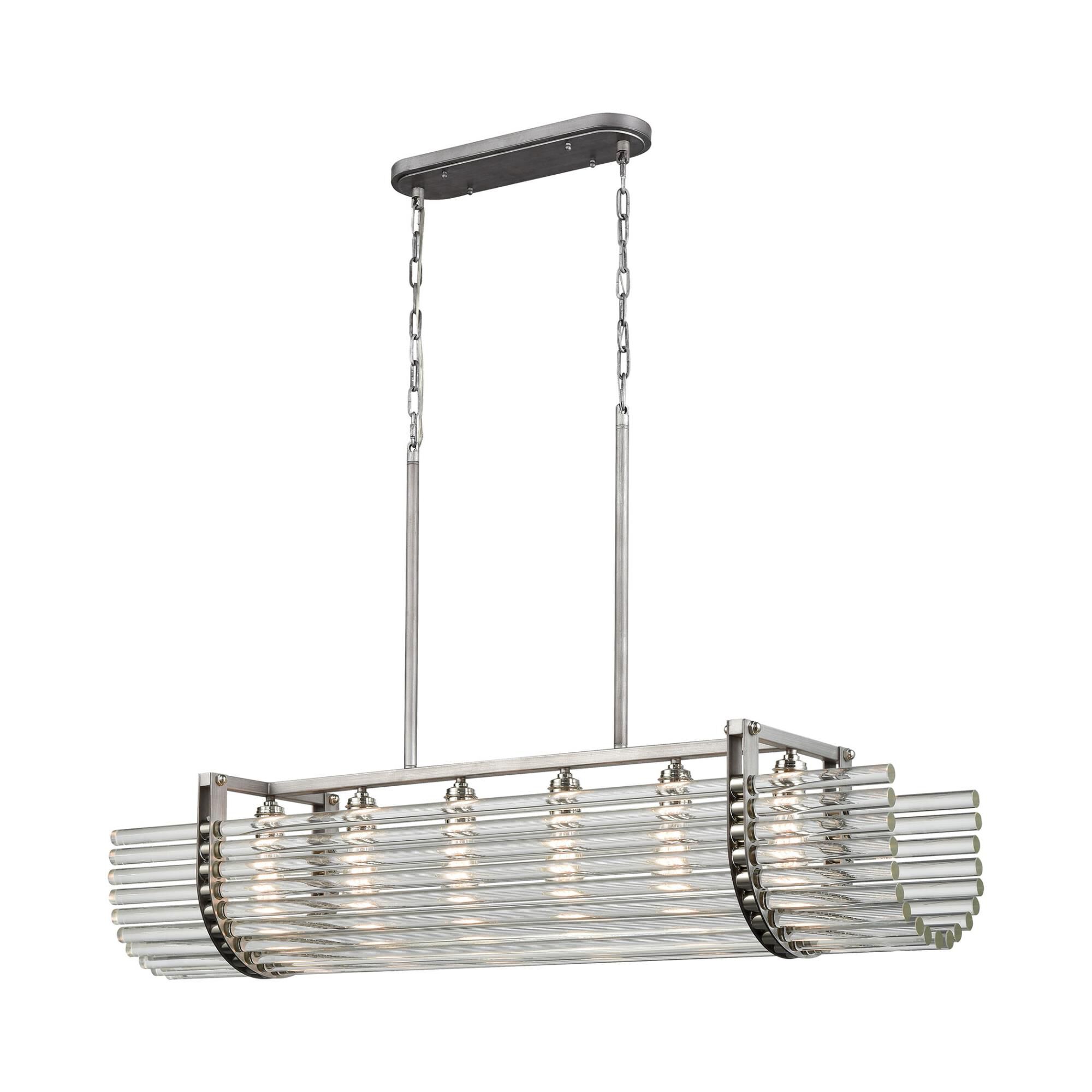 Shown in Weathered Zinc-Polished Nickel finish and Clear Crystal Rods glass