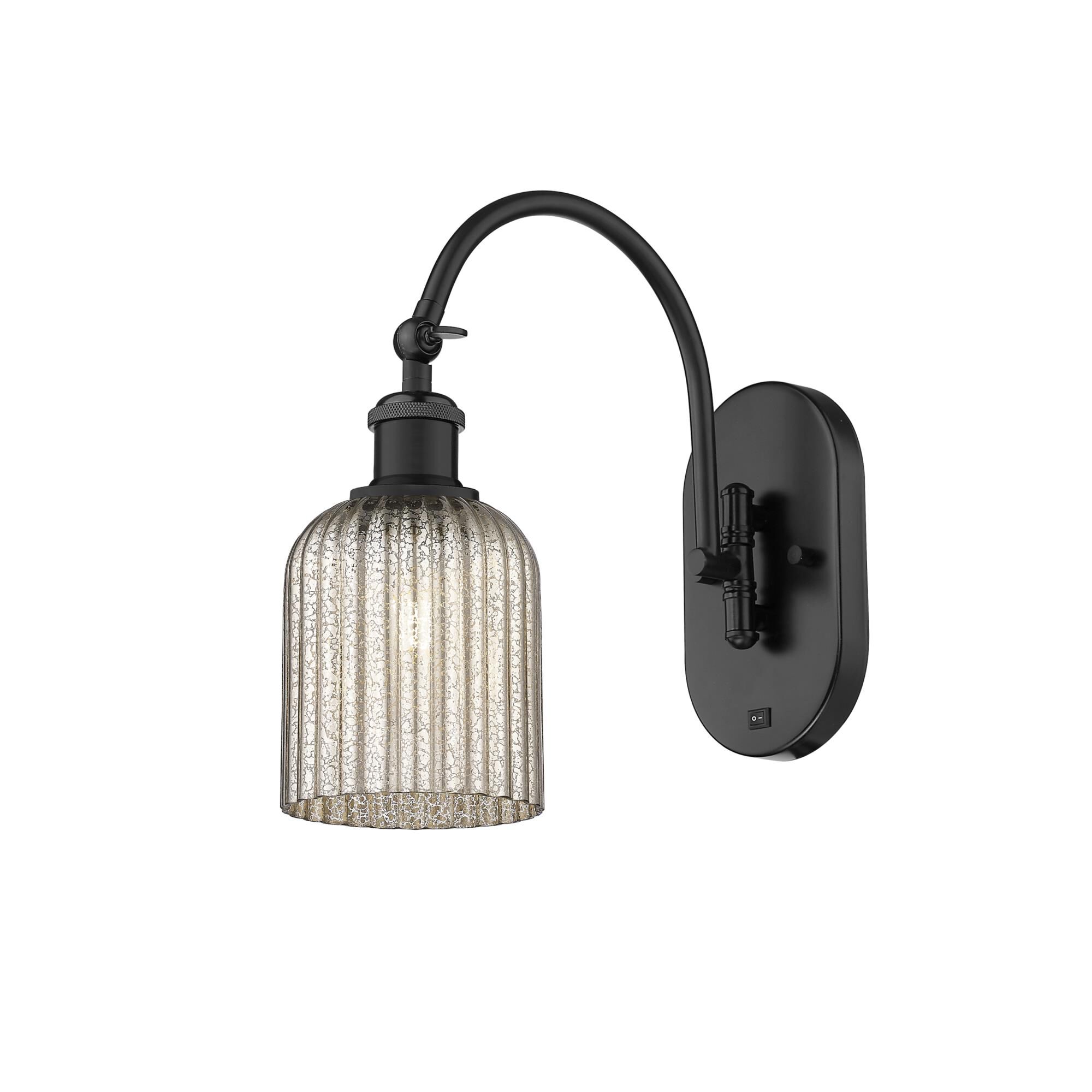 Shown in Matte Black finish and Mercury shade