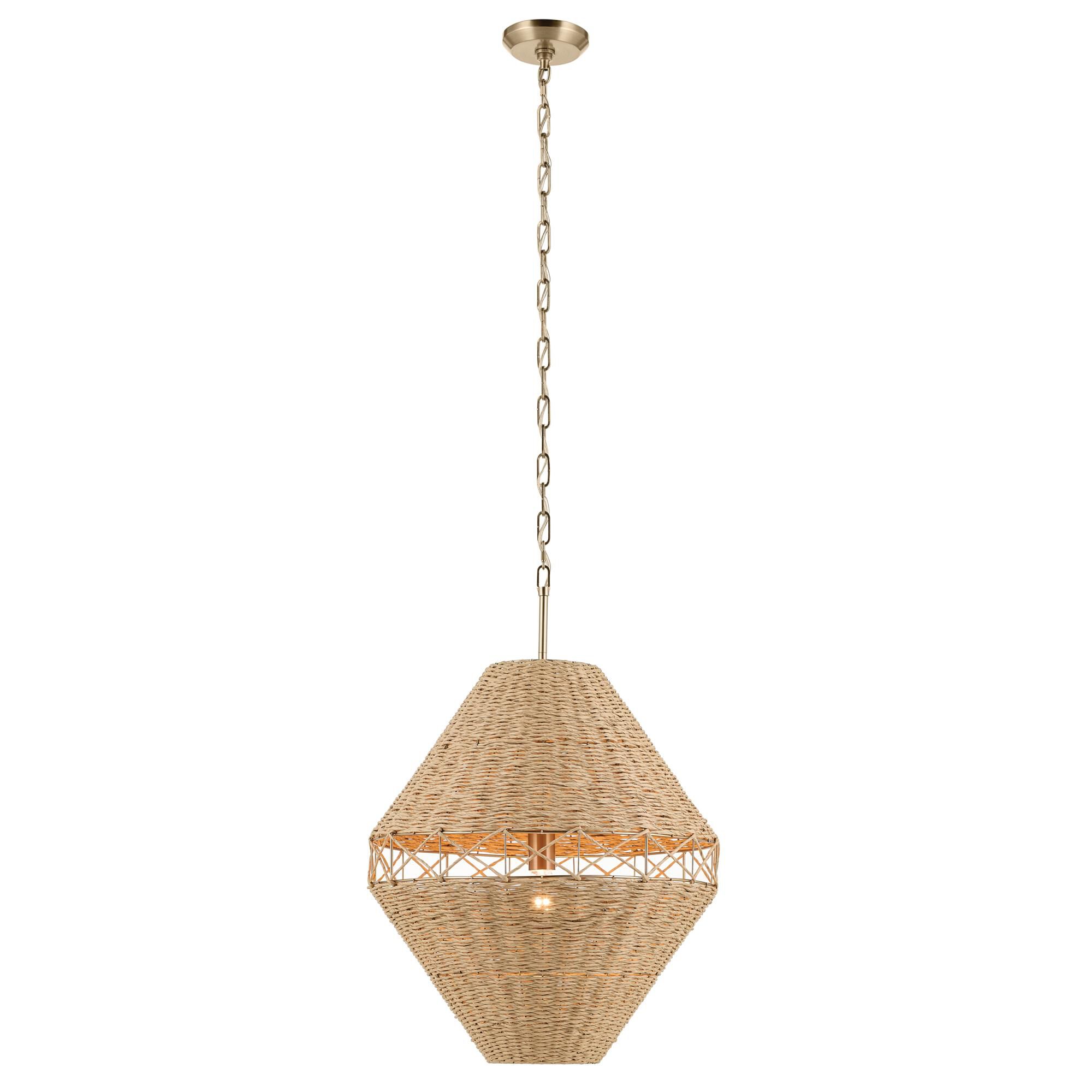 Shown in Champagne Bronze finish and Natural Fibers Textured shade