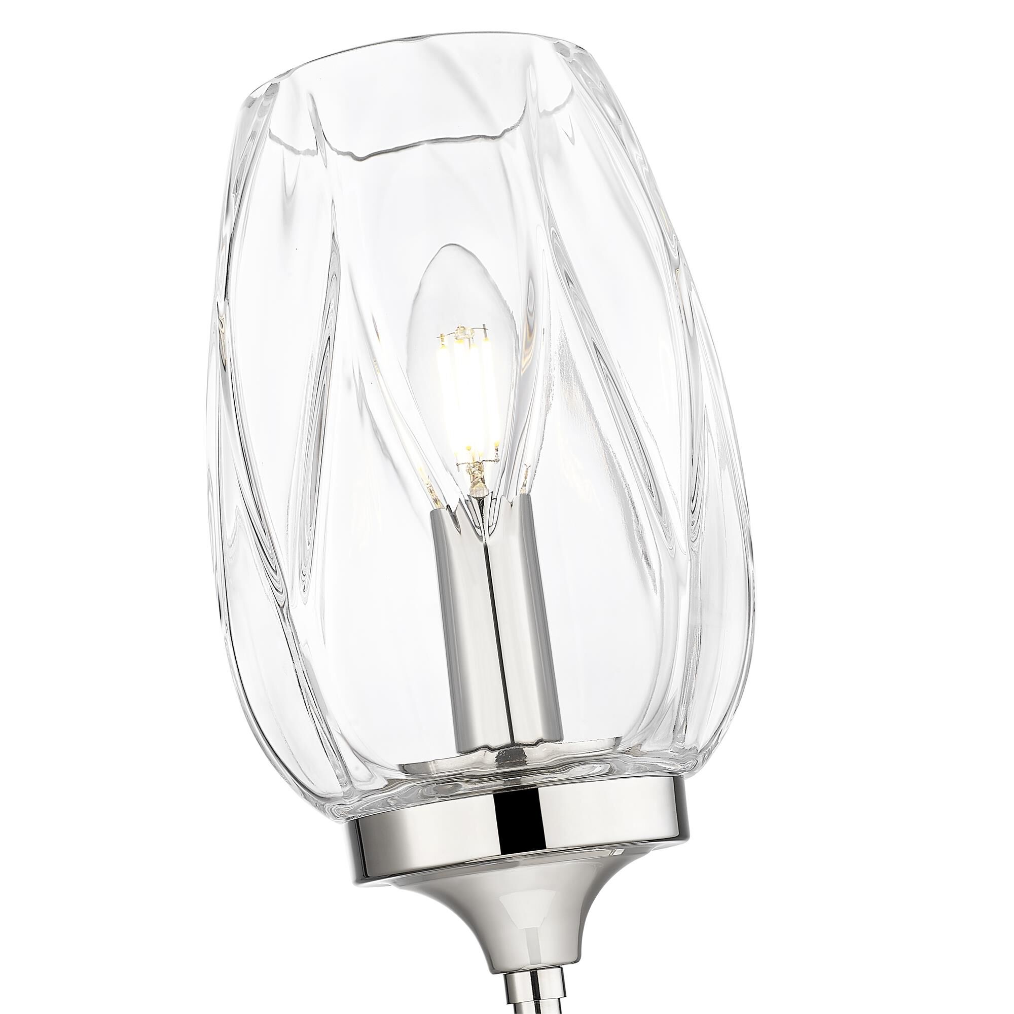 Shown in Polished Nickel finish and Clear glass