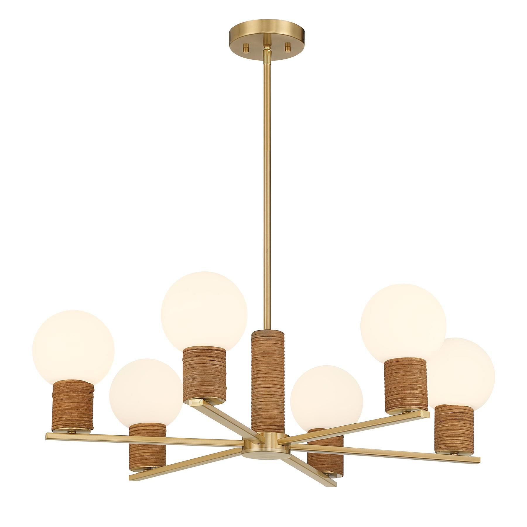 Shown in Warm Brass finish and White Opal glass