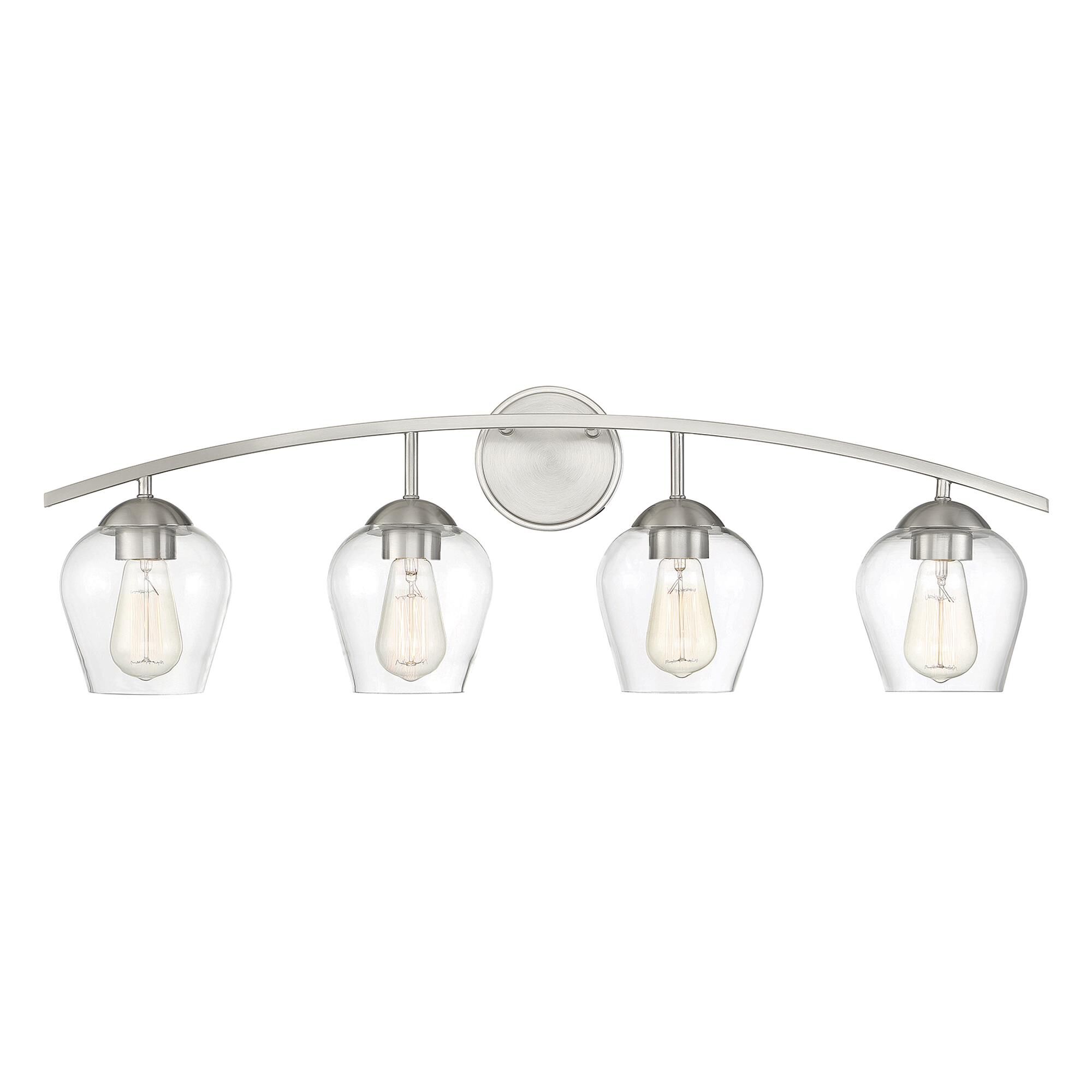 Shown in Brushed Nickel finish and Clear glass