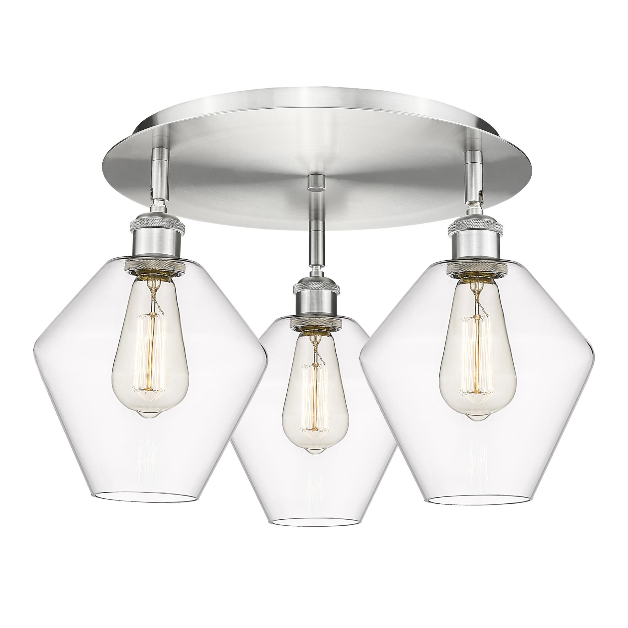 Shown in Satin Nickel finish and Clear glass