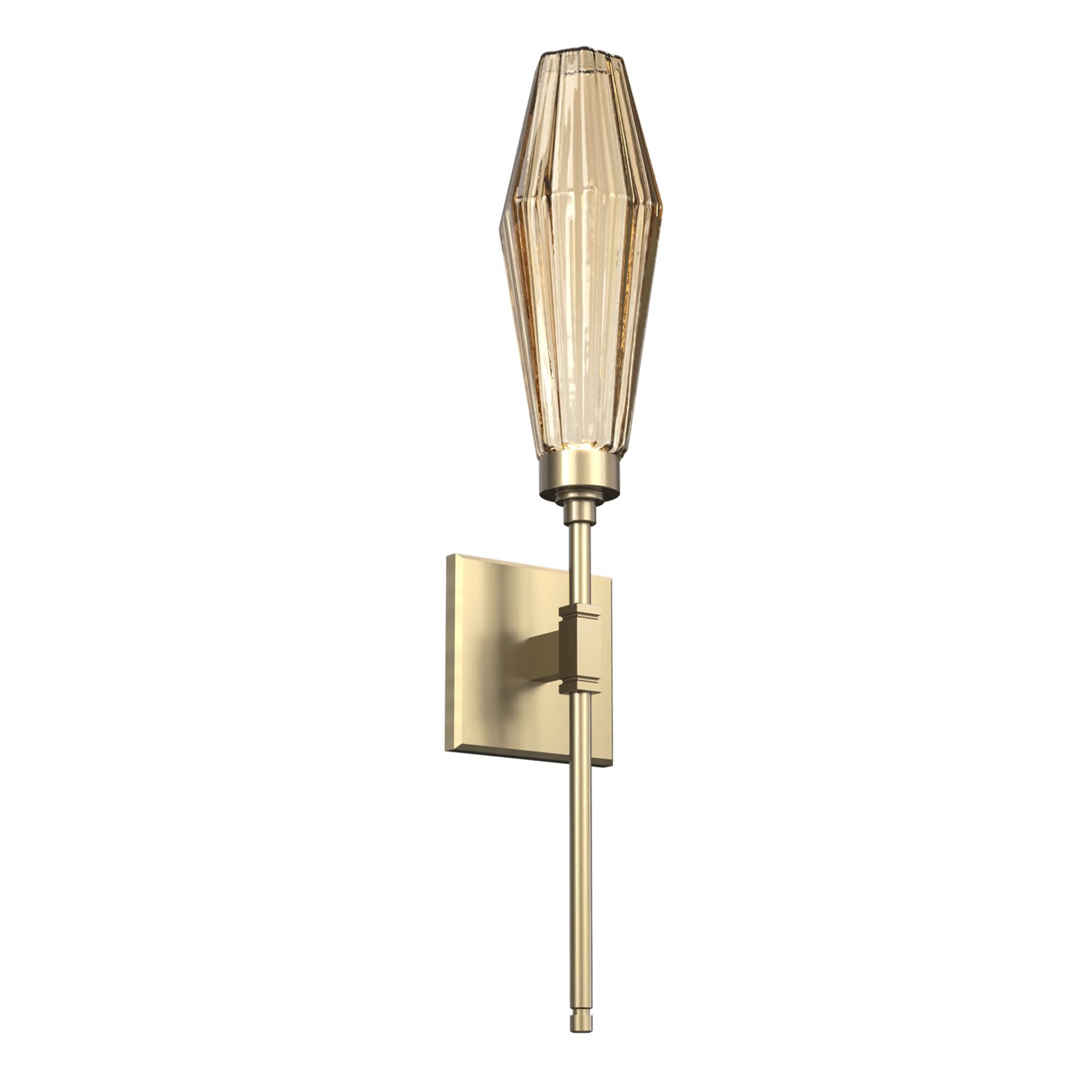 Shown in Novel Brass finish and Optic Rib Bronze glass