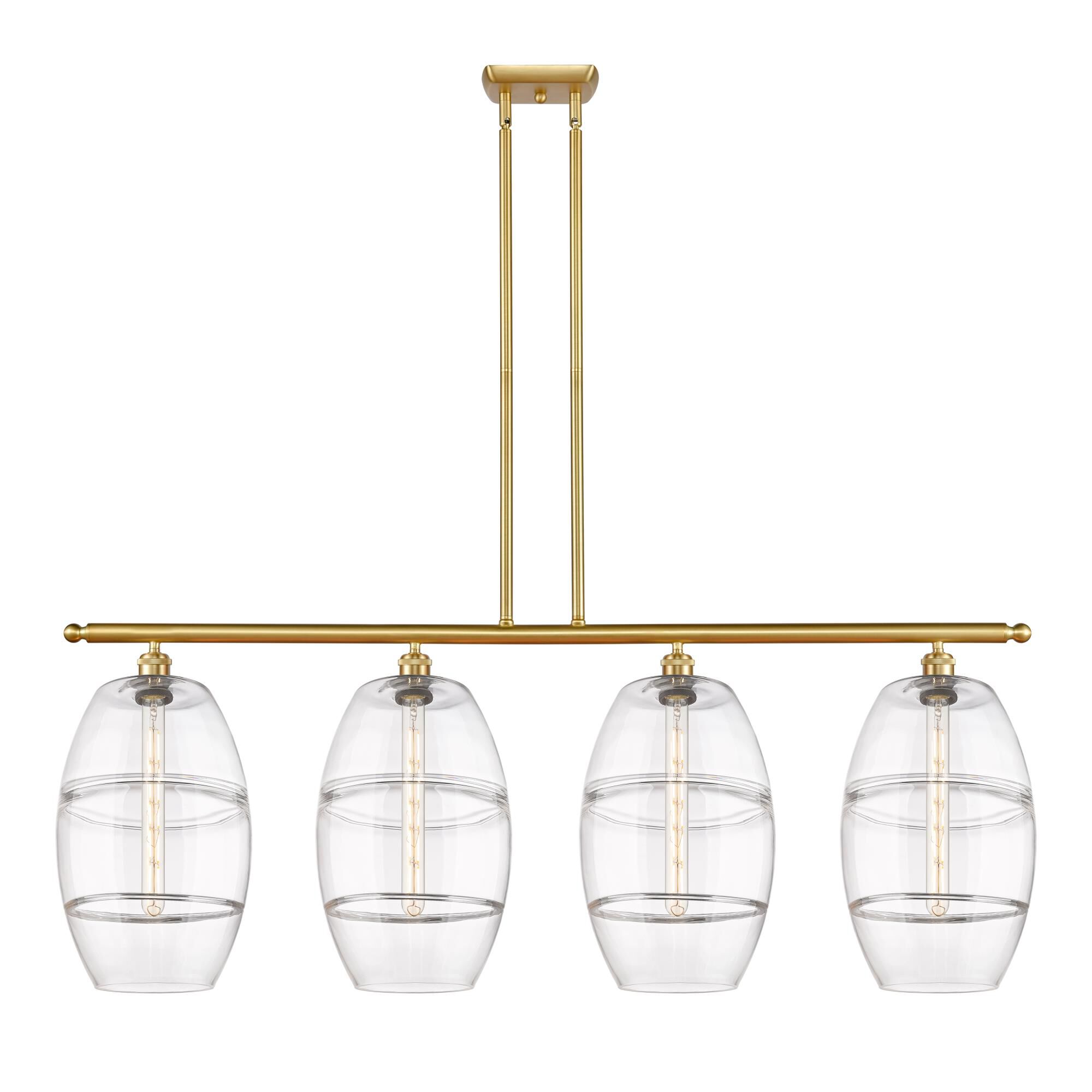 Shown in Satin Gold finish and Clear glass