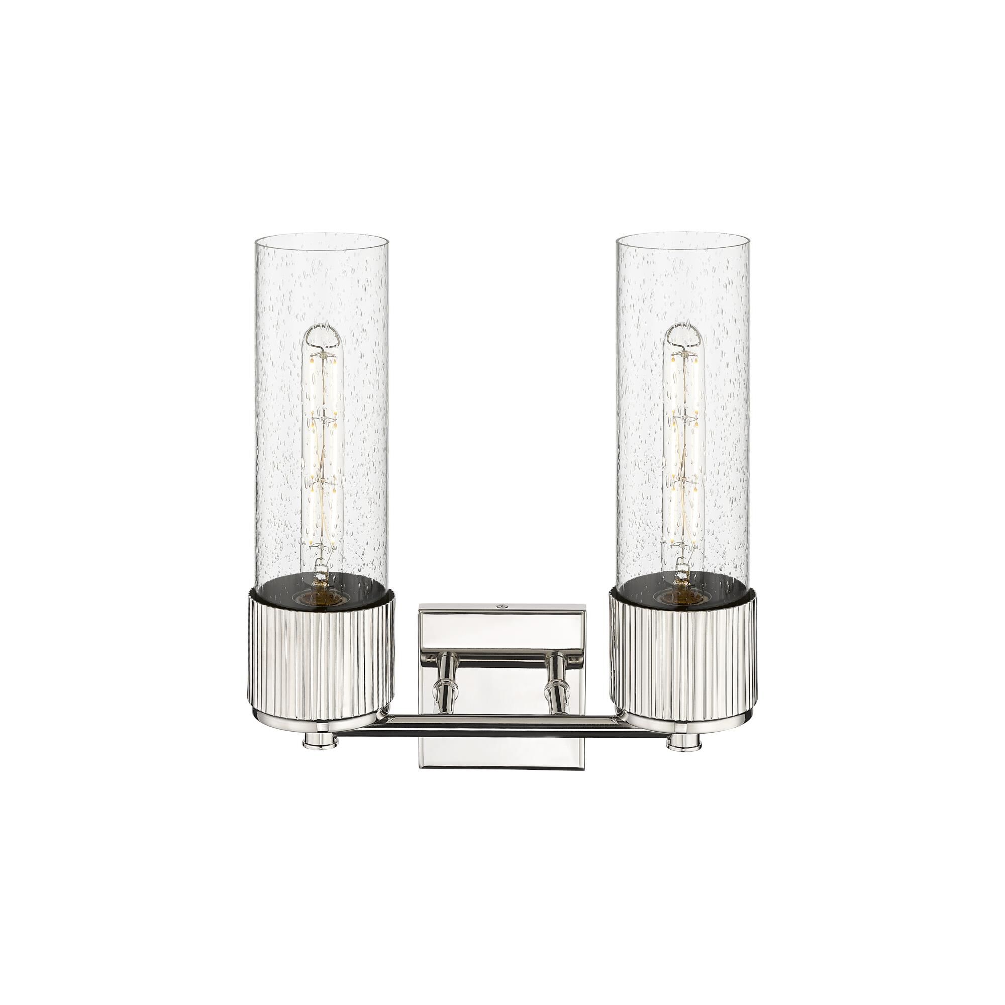 Shown in Polished Nickel finish and Seedy glass