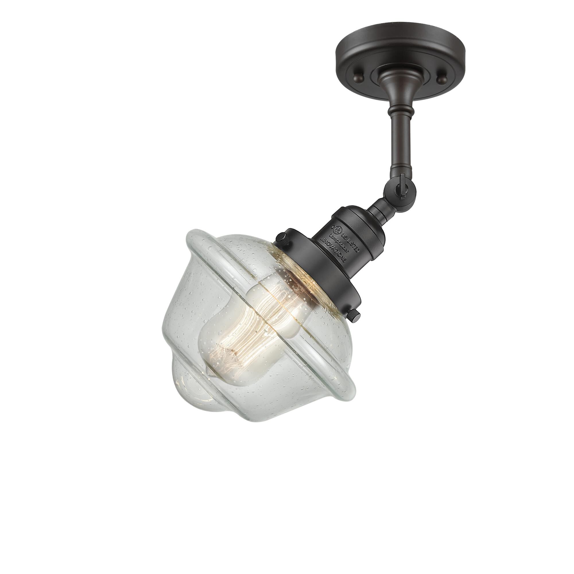 Shown in Oil Rubbed Bronze finish and Seedy glass