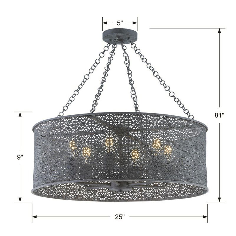 Jasmine 25 Inch 6 Light Chandelier by Crystorama