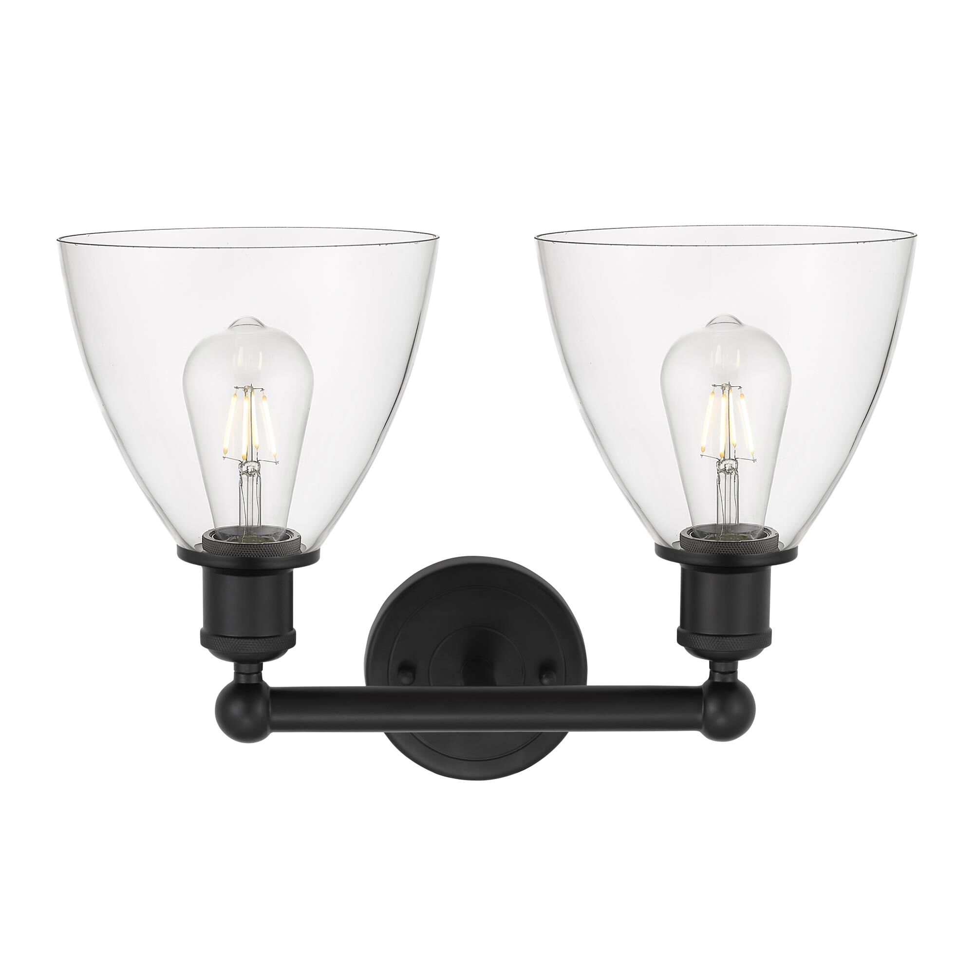 Shown in Matte Black  finish and Clear glass