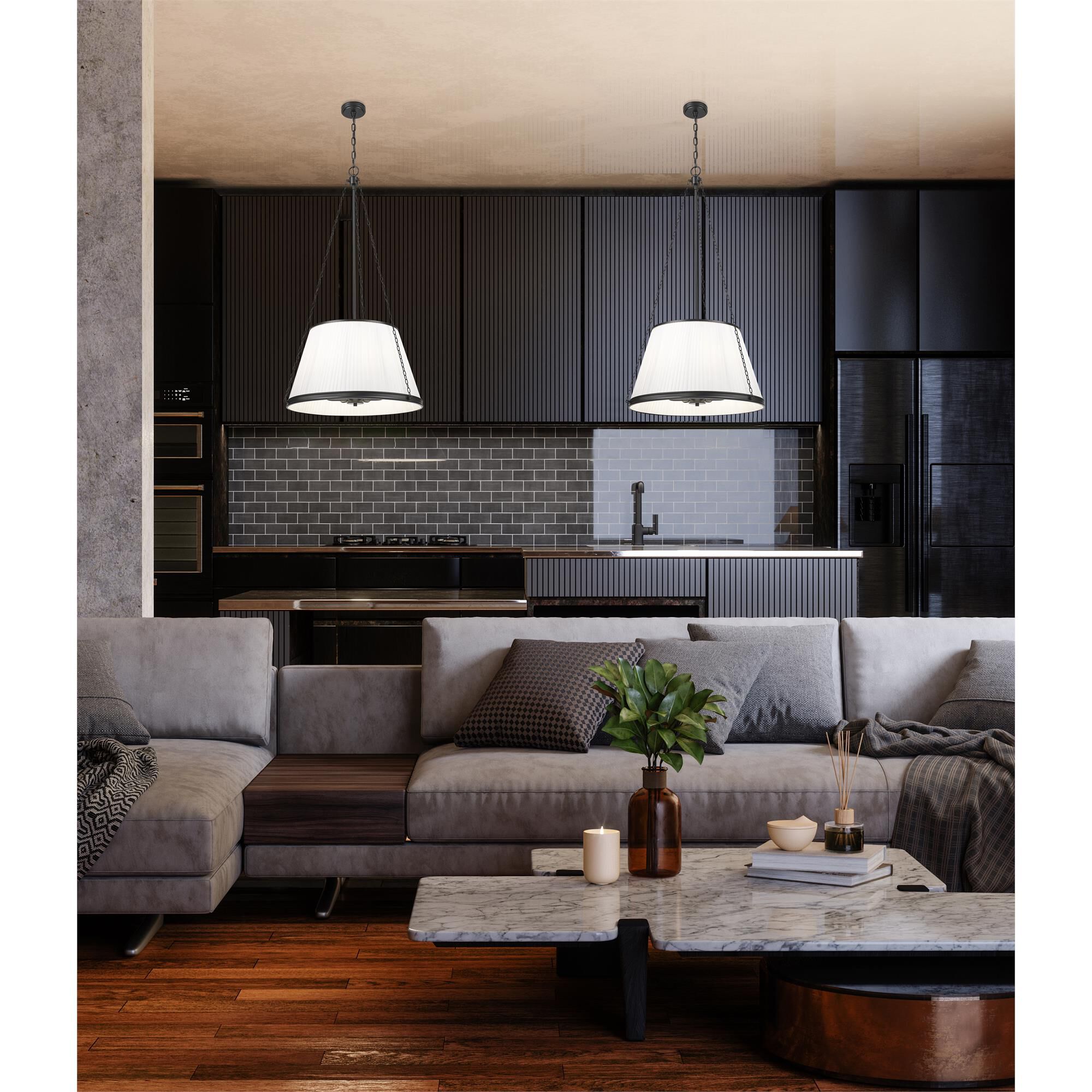 Shown in Matte Black finish and White glass and White shade