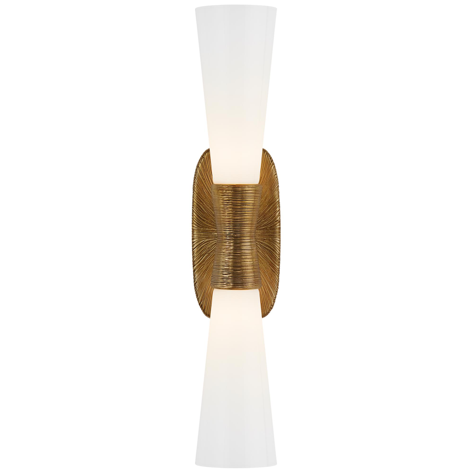 Shown in Gild finish and White glass