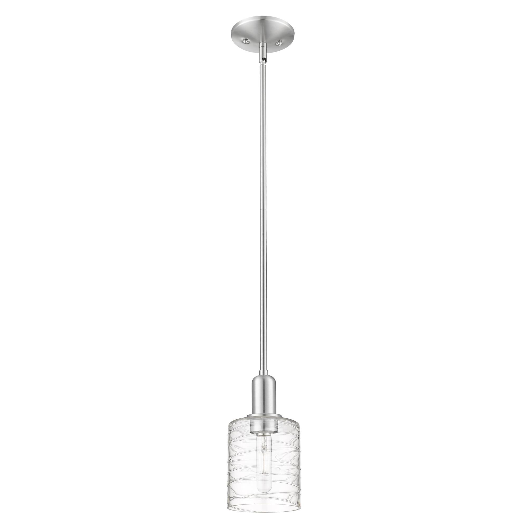 Shown in Brushed Satin Nickel finish and Deco Swirl glass