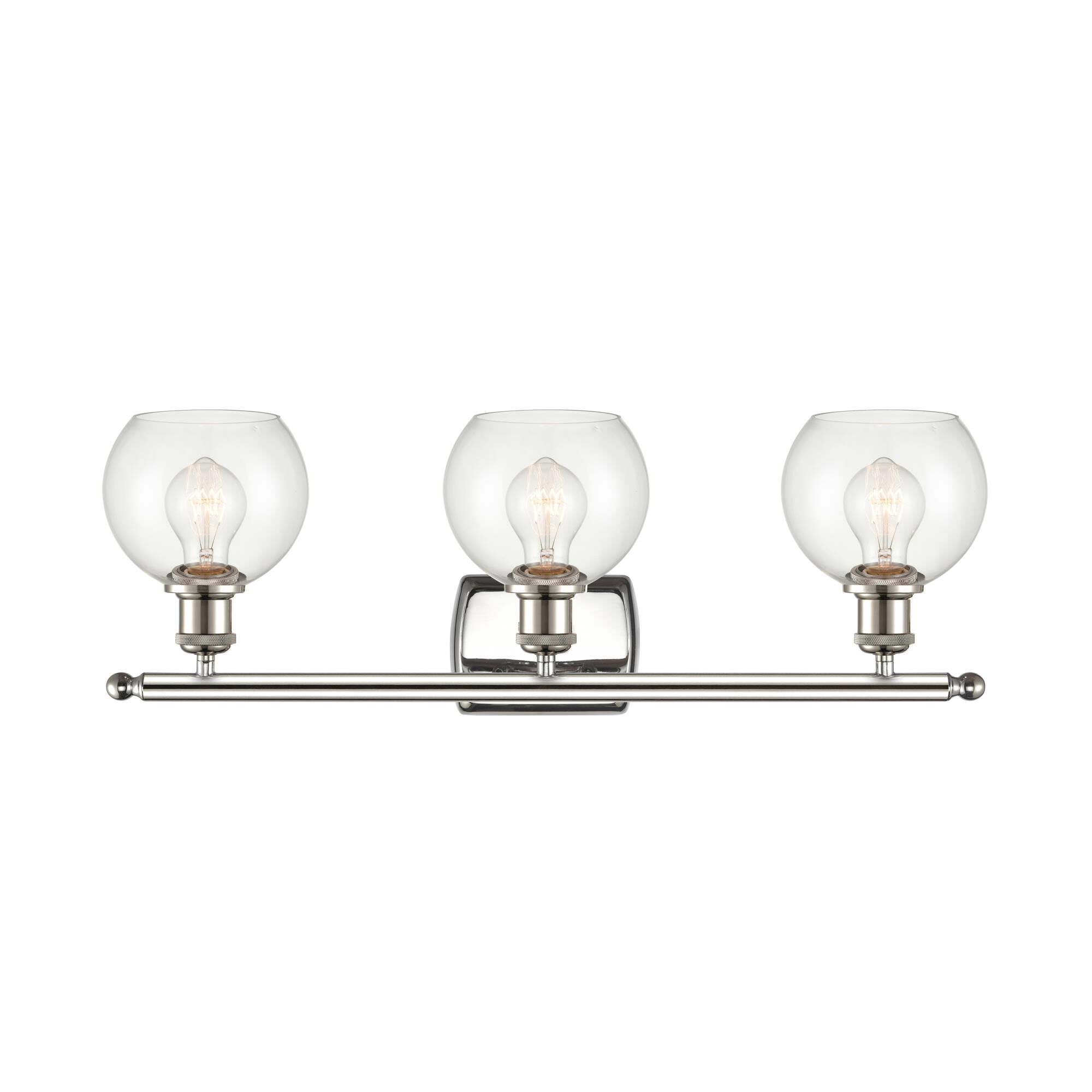 Shown in Polished Nickel finish and Clear Athens glass and No Shade shade