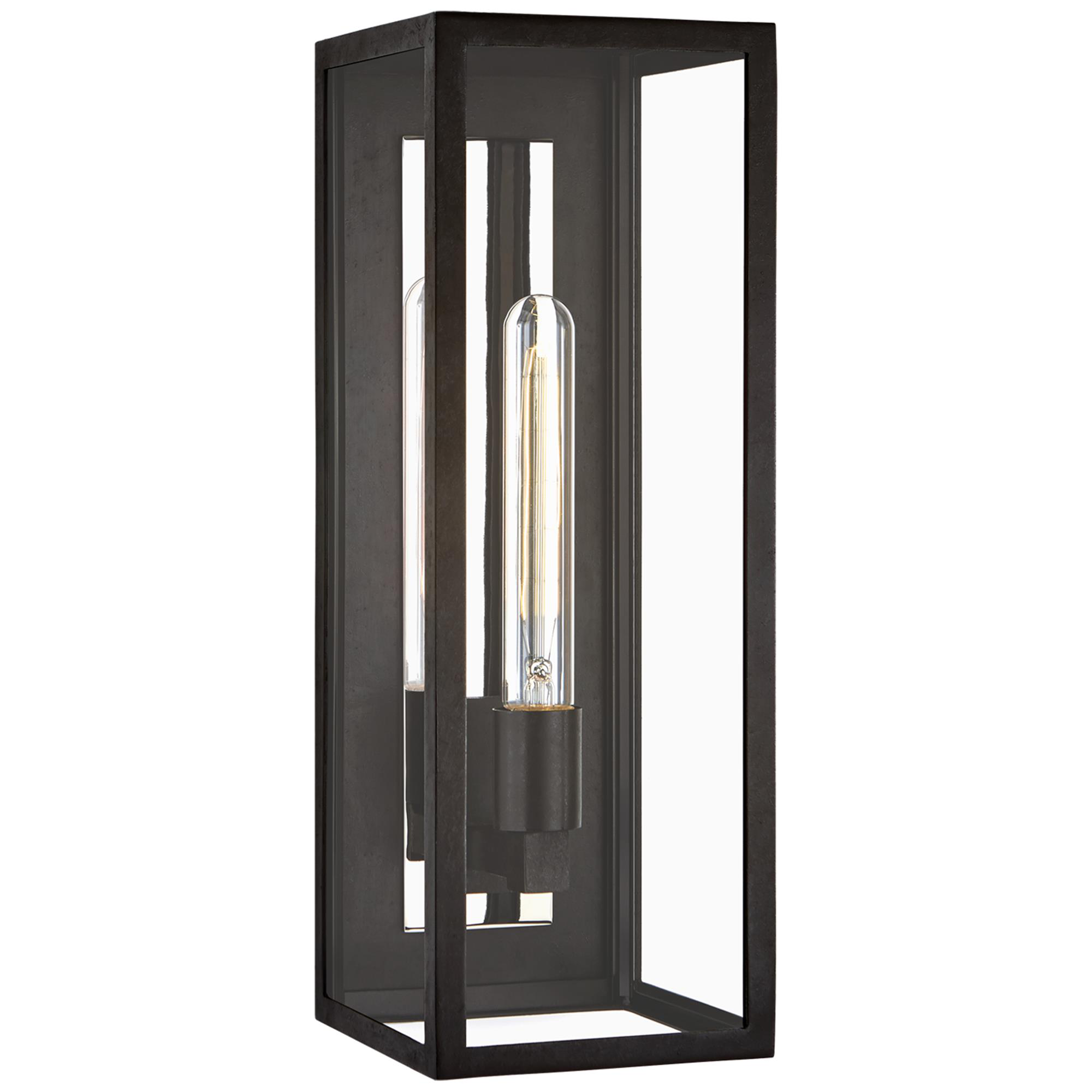 Shown in Aged Iron finish and Clear glass and Clear Glass shade