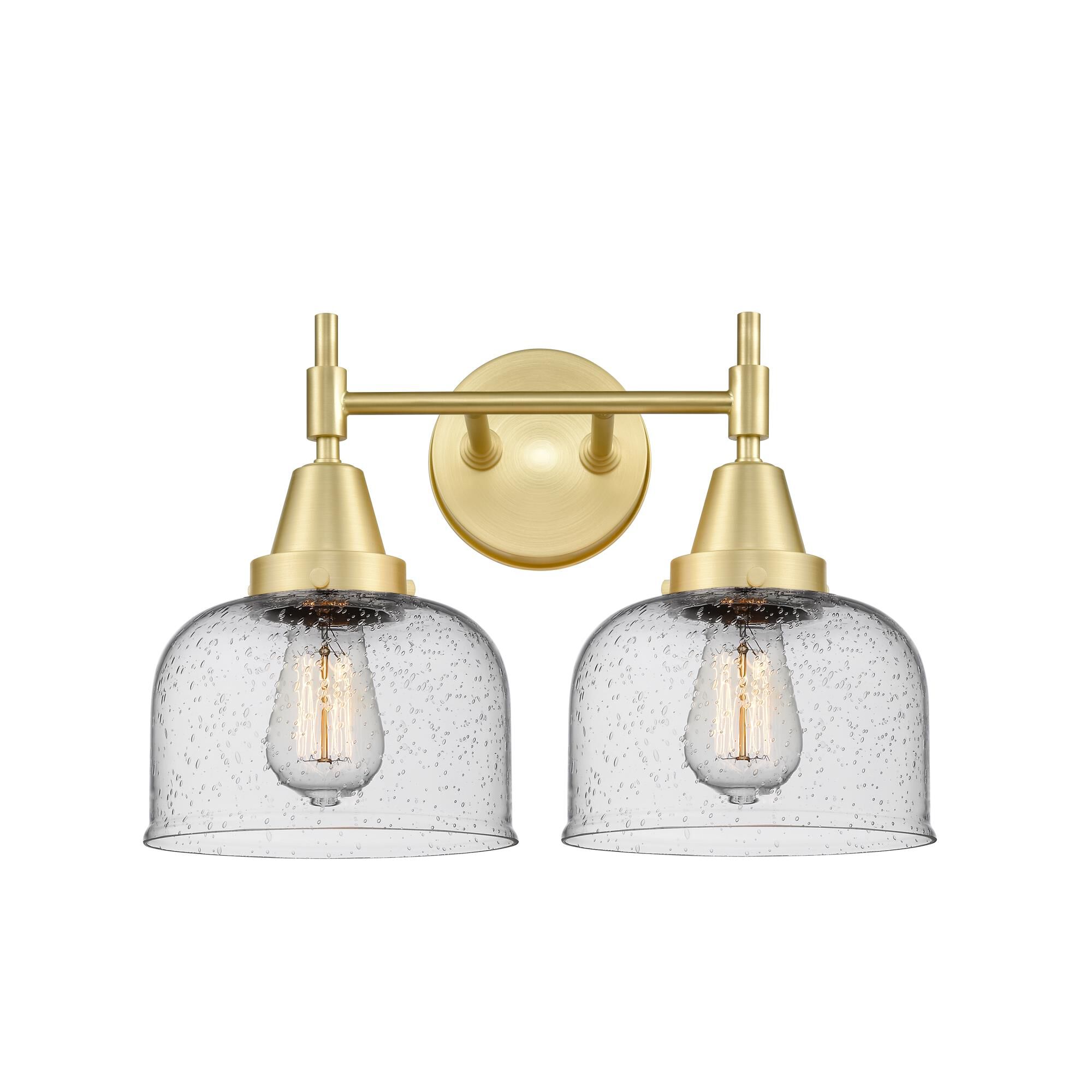 Shown in Satin Brass finish and Seedy Large Cone glass