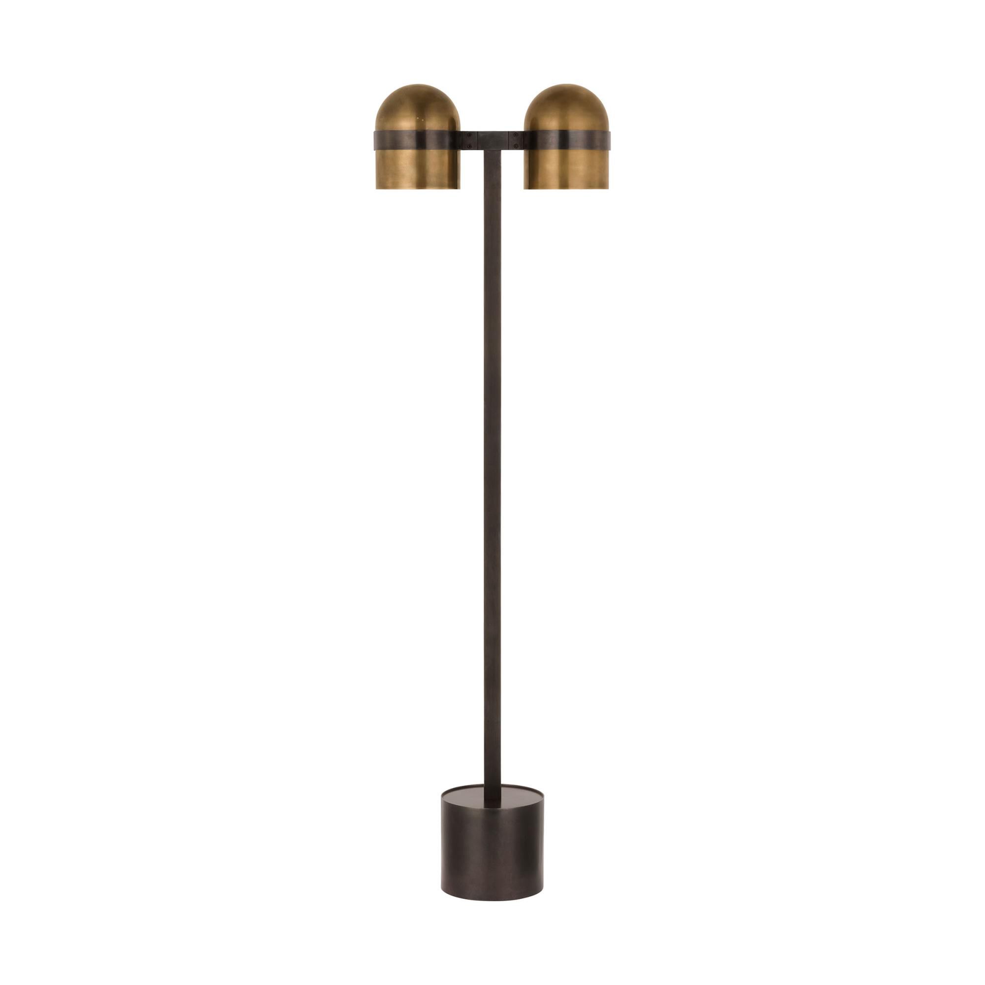 Shown in Blackened Bronze/Bright Worn Brass finish and Brass shade