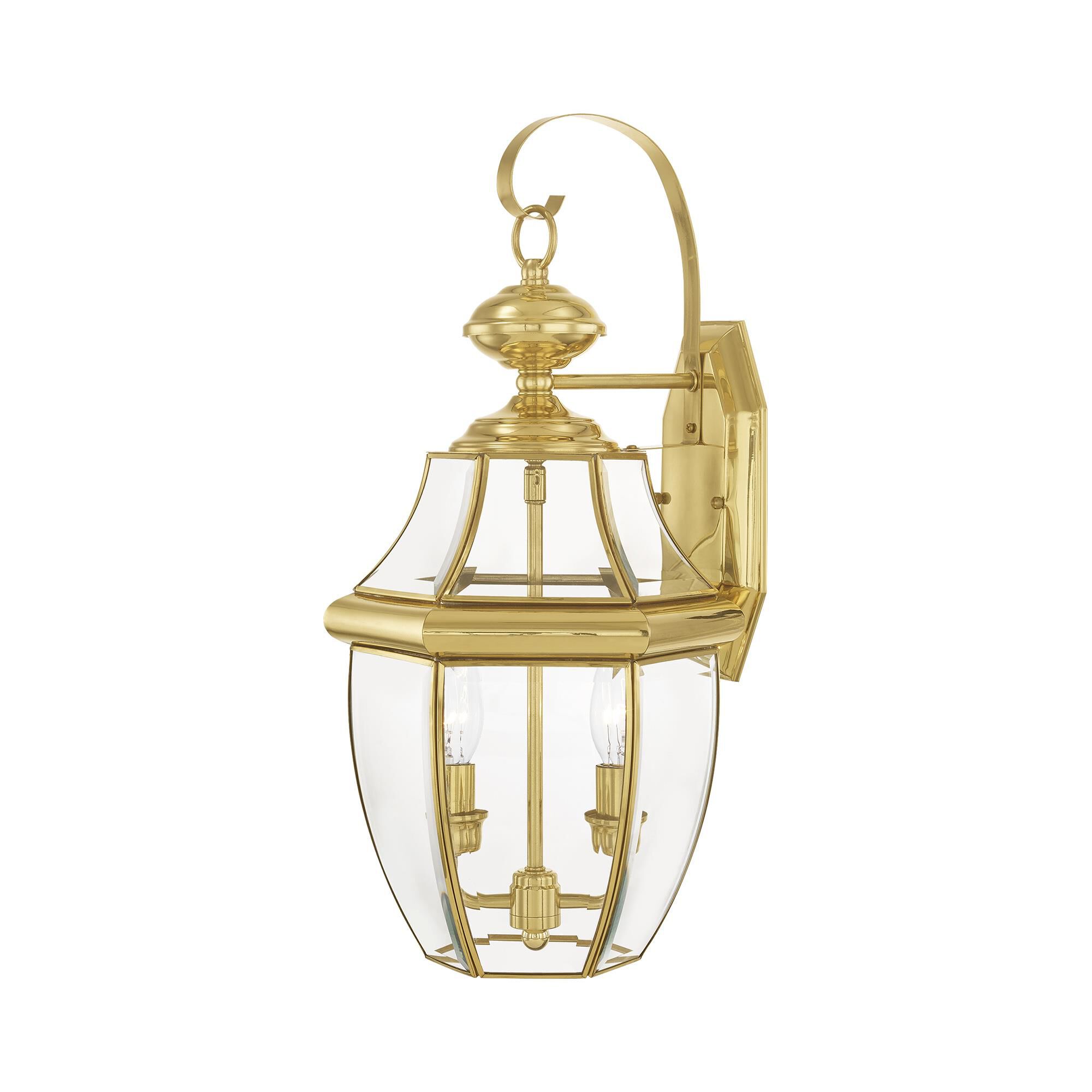 Shown in Polished Brass finish and Clear Beveled glass