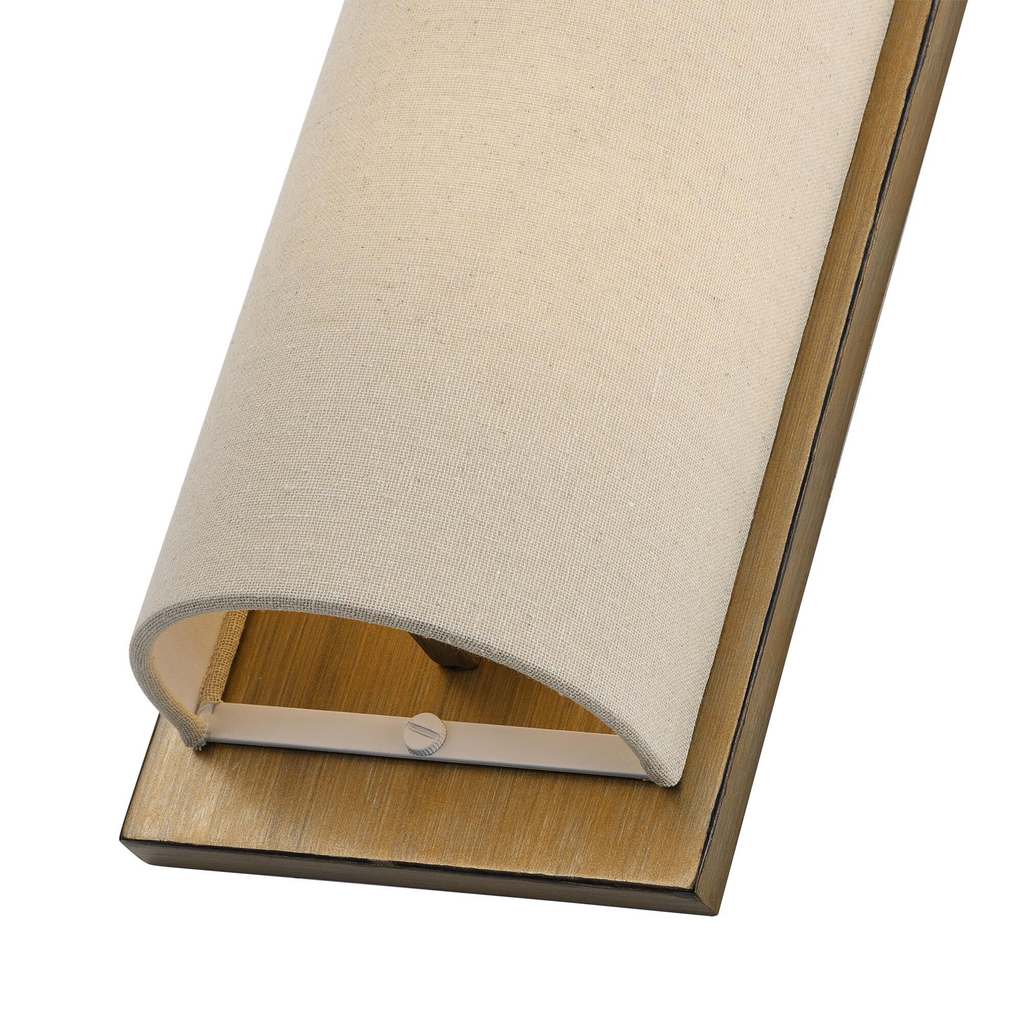 Shown in Antique Gold Leaf finish and Hand Crafted Parchment Color Hardback Fabric shade
