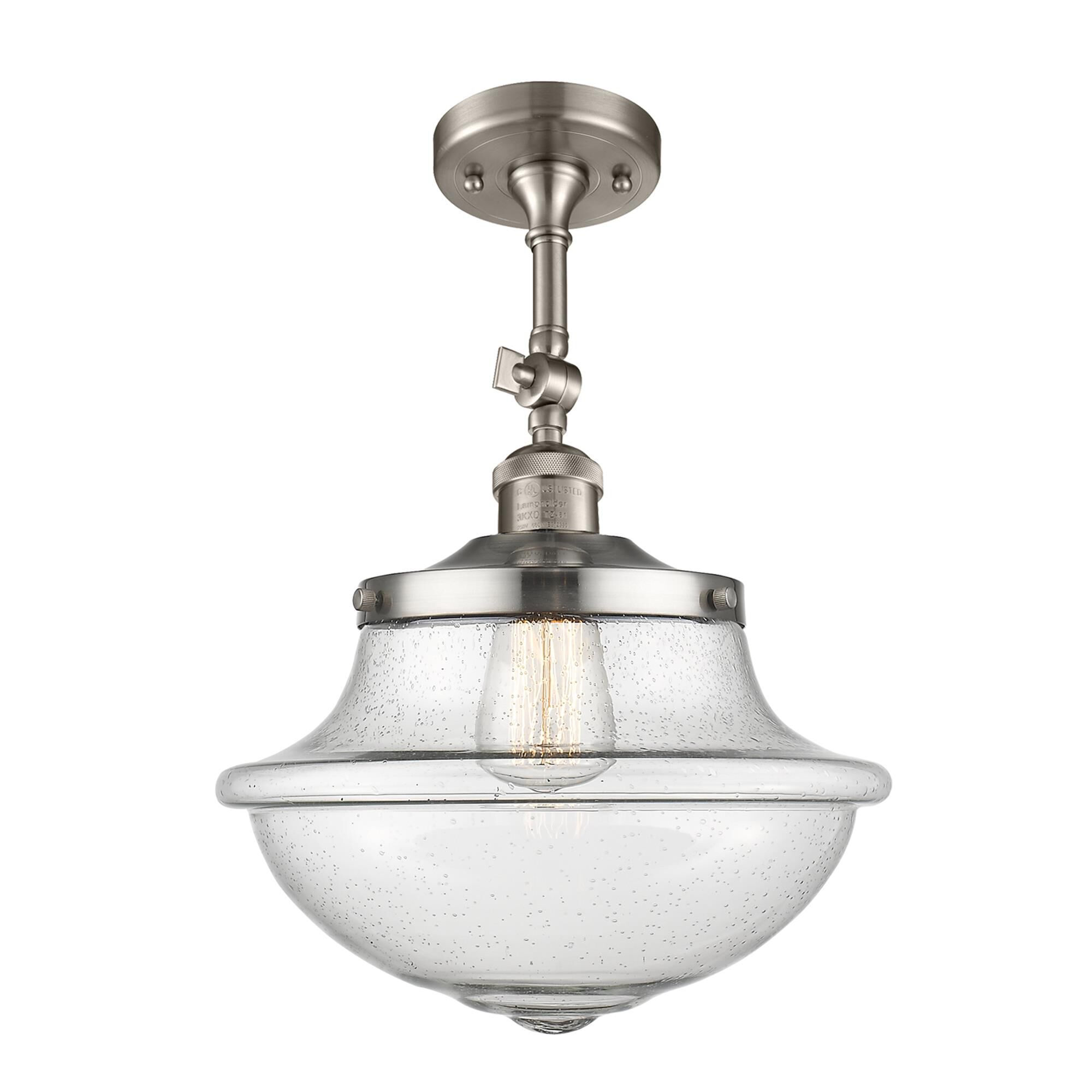 Shown in Brushed Satin Nickel finish and Seedy glass