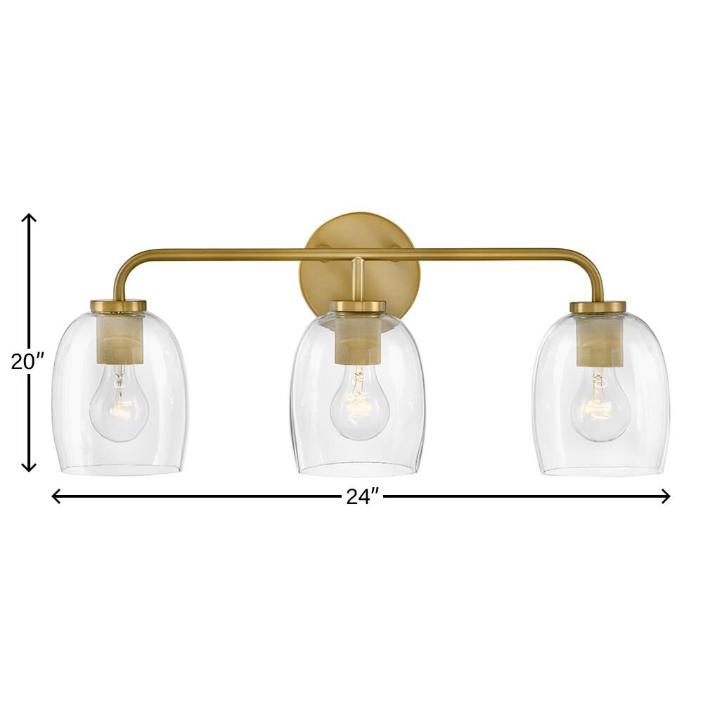 Shown in Lacquered Brass finish and Clear glass